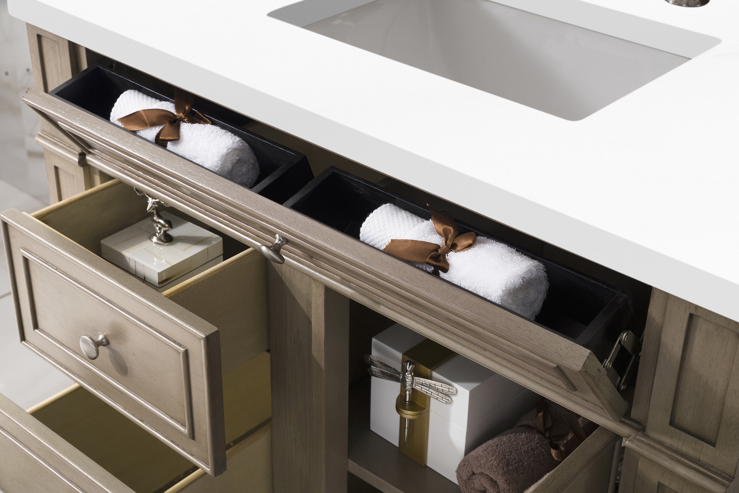 James Martin Bristol 36" Single Vanity in Whitewashed Walnut with 3cm Countertop