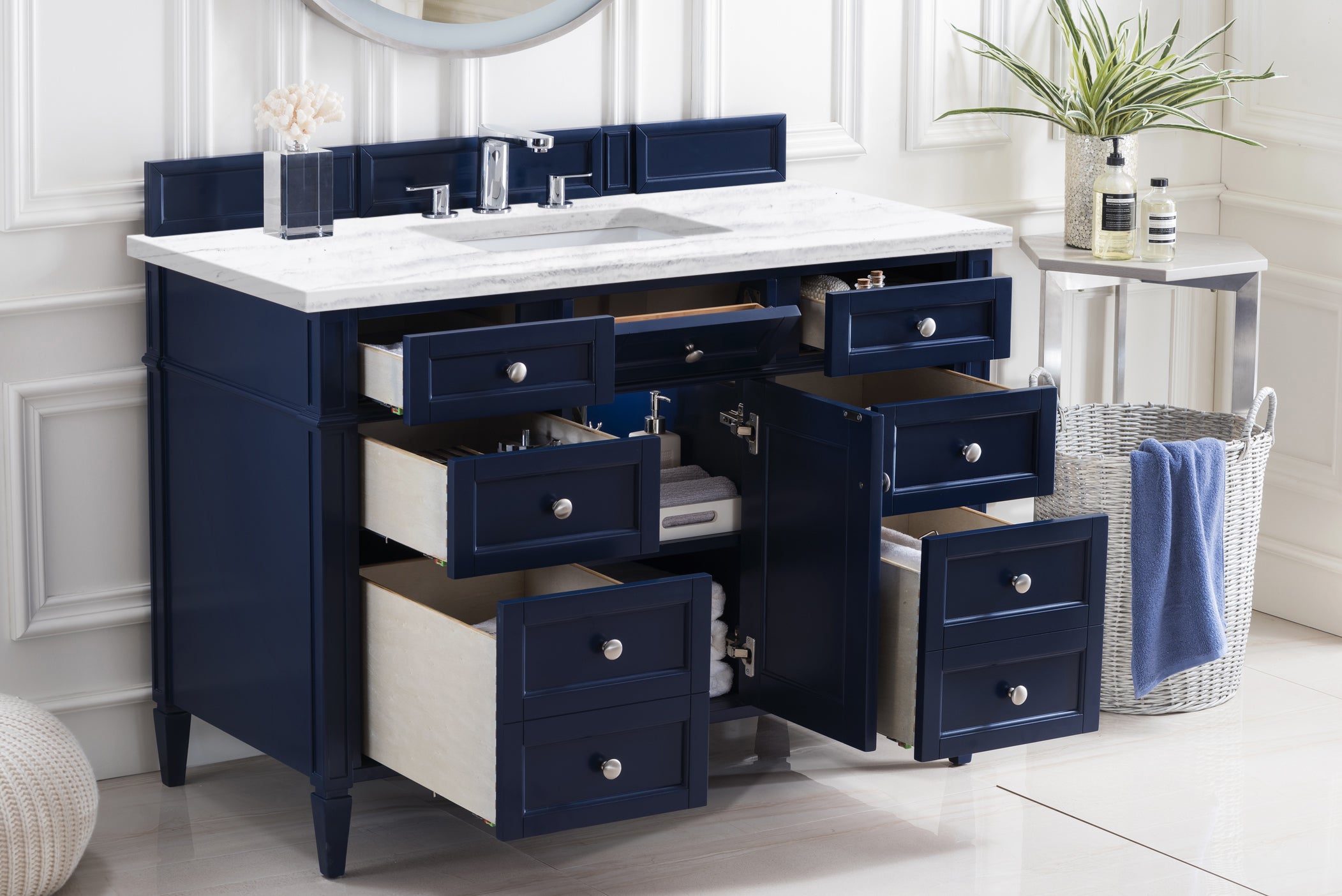James Martin Brittany 48" Single Vanity in Victory Bleu with 3cm Countertop