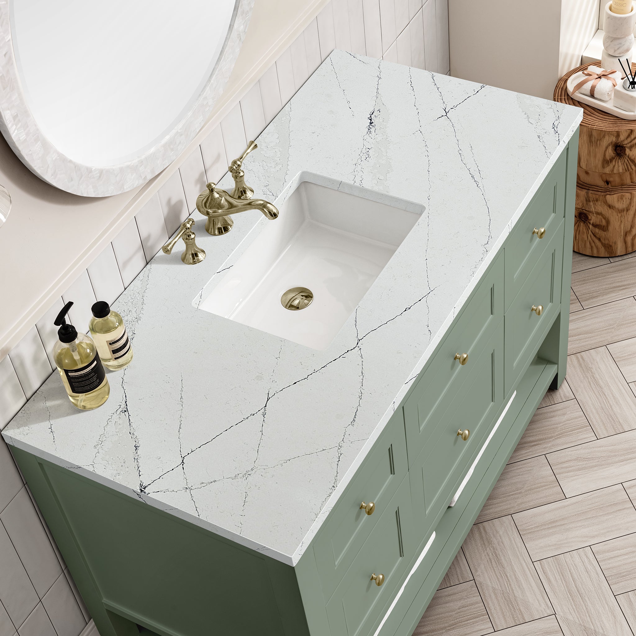 James Martin Breckenridge 48" Single Vanity in Smokey Celadon with 3cm Countertop
