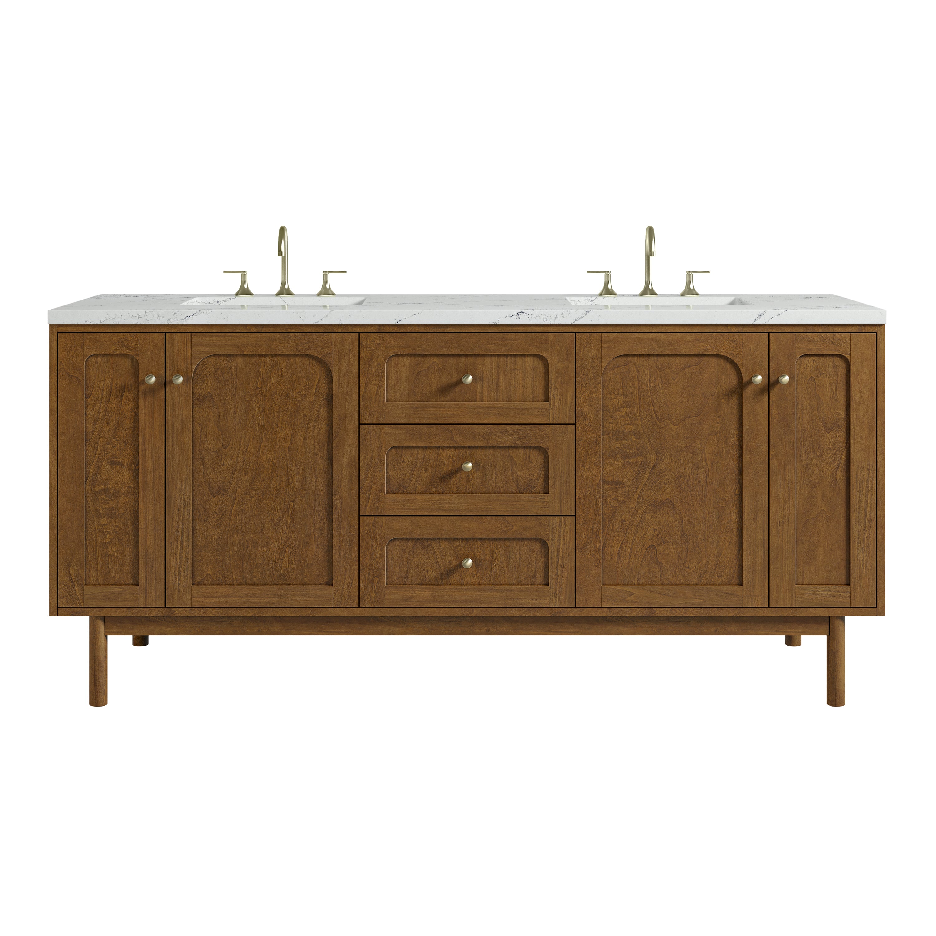 James Martin Laurent 72" Double Vanity in Honey Oak with 3cm Countertop and FreePower Wireless Charger