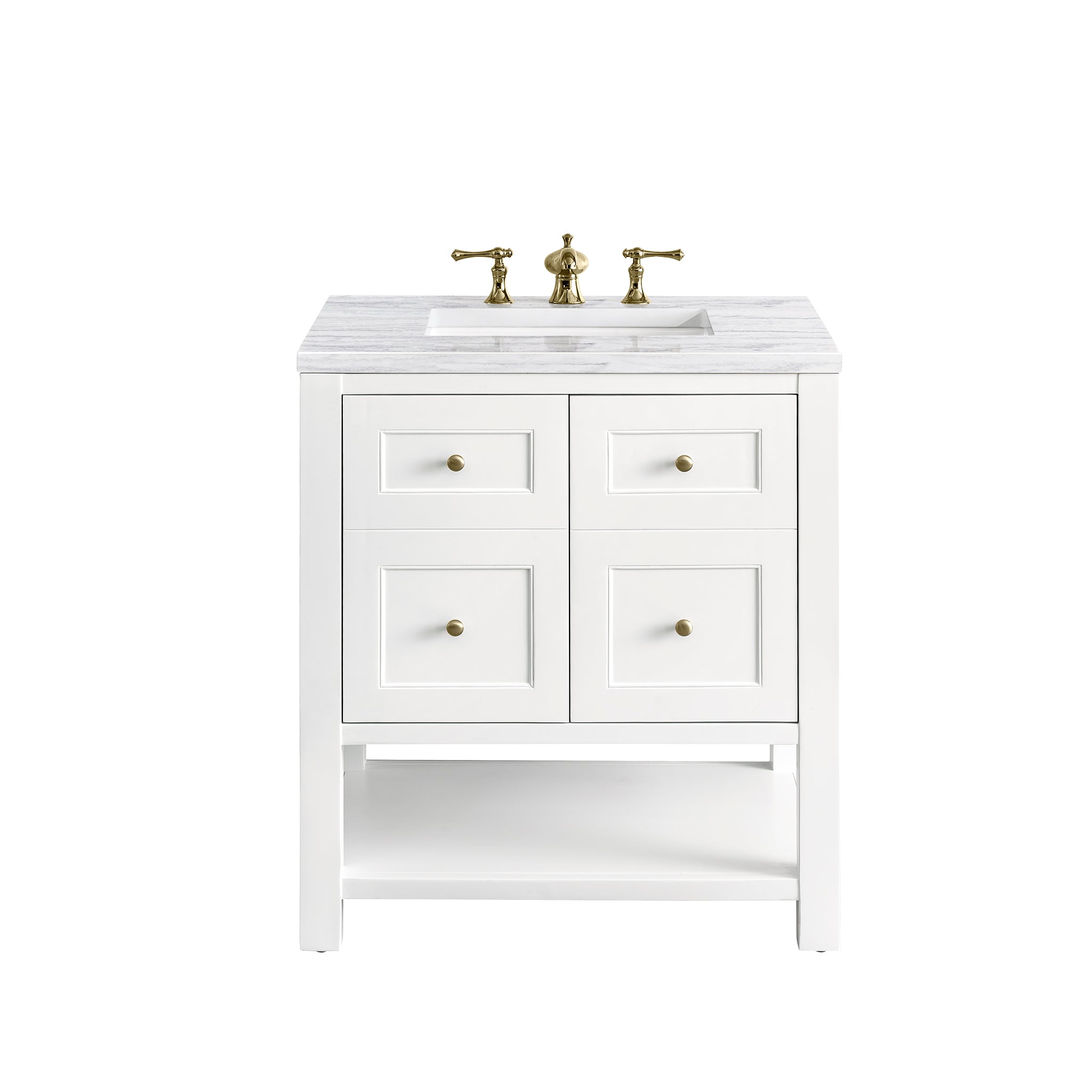 James Martin Breckenridge 30" Single Vanity in Bright White with 3cm Countertop