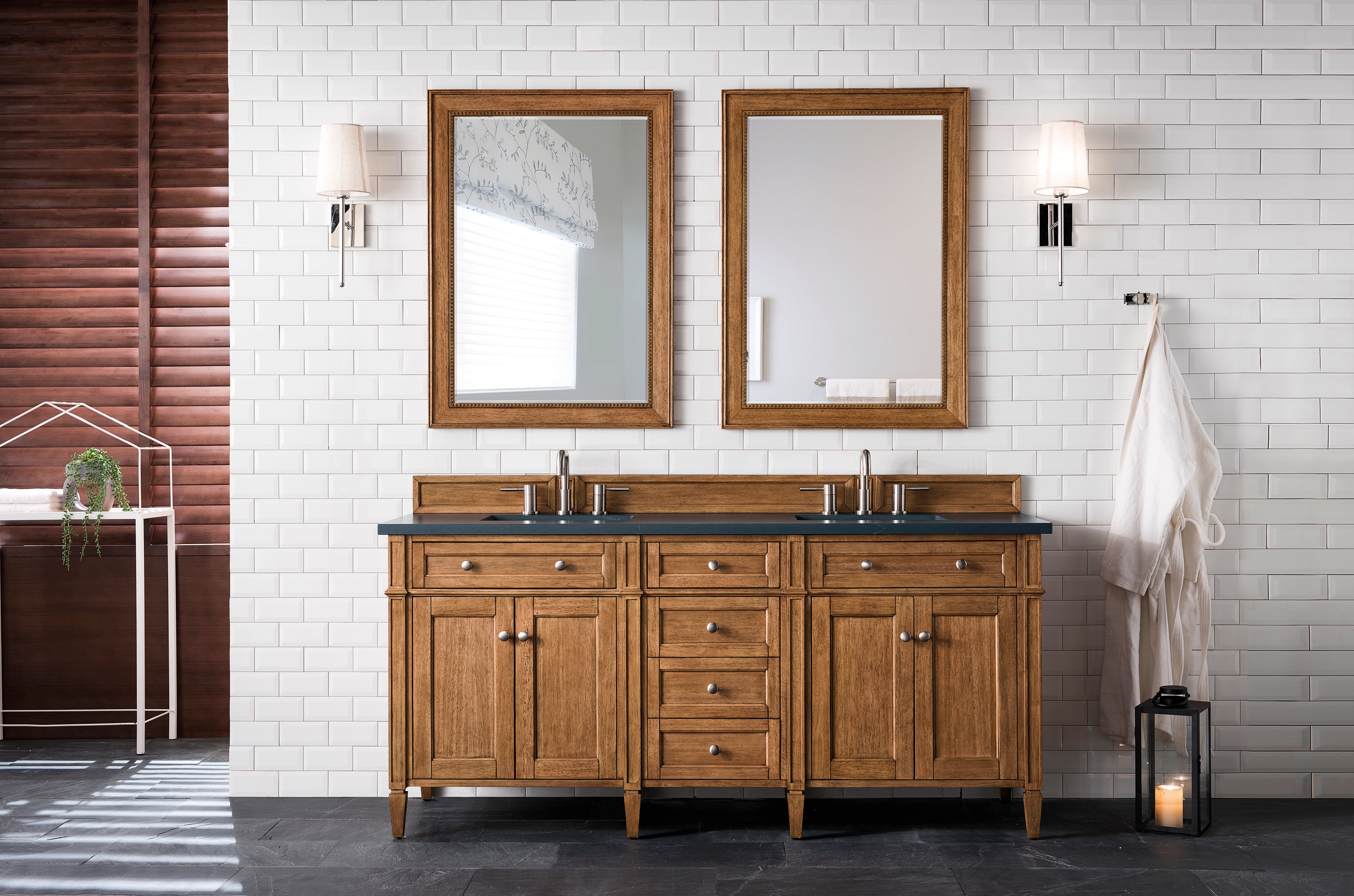 James Martin Brittany 72" Double Vanity in Saddle Brown with 3cm Countertop