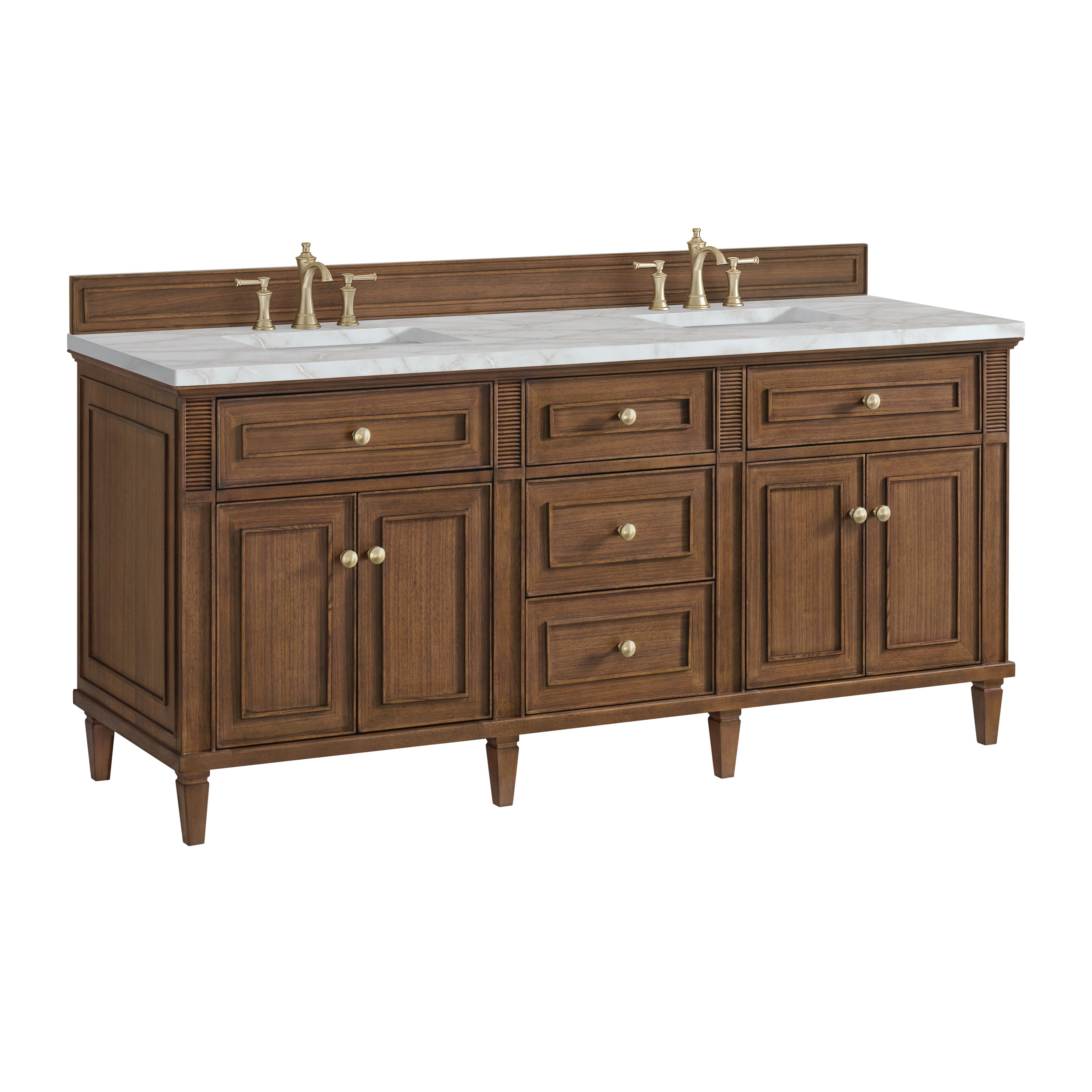 James Martin Lorelai 72"Double Vanity in Mid-Century Walnut with 3cm Countertop