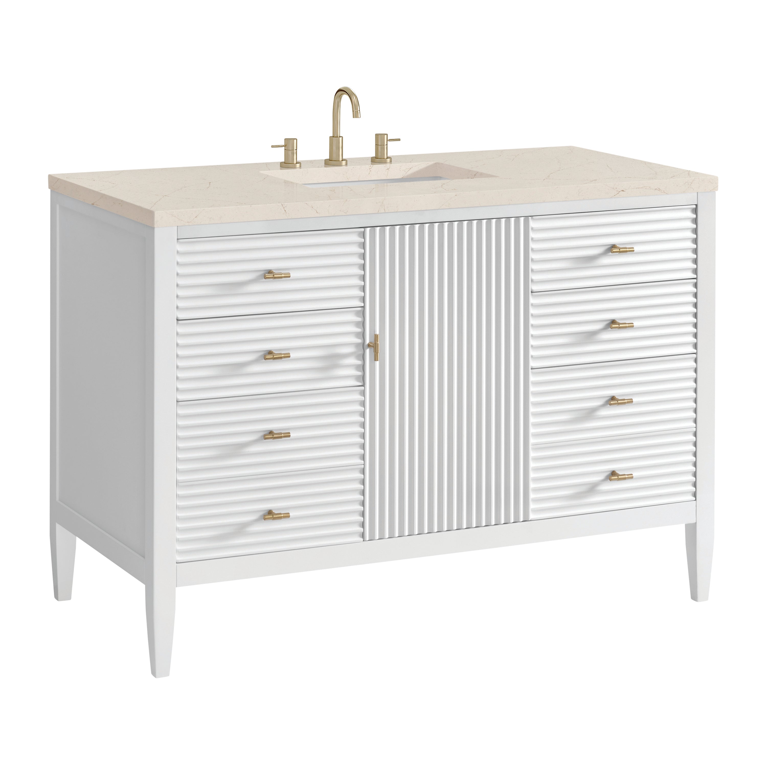 James Martin Myrrin 48" Single Vanity in Bright White with 3cm Countertop
