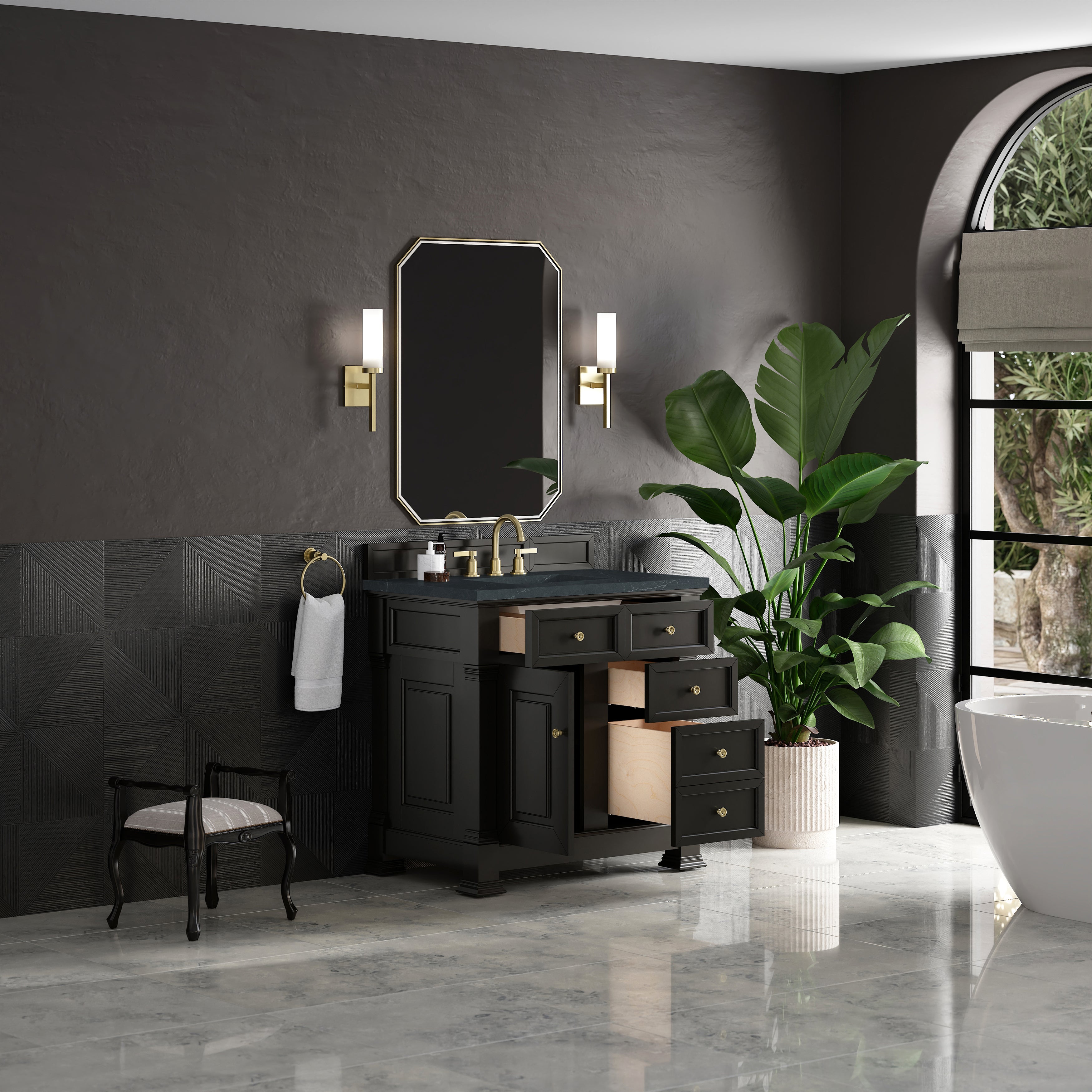 James Martin Brookfield 36" Single Vanity in Black Onyx with 3cm Countertop