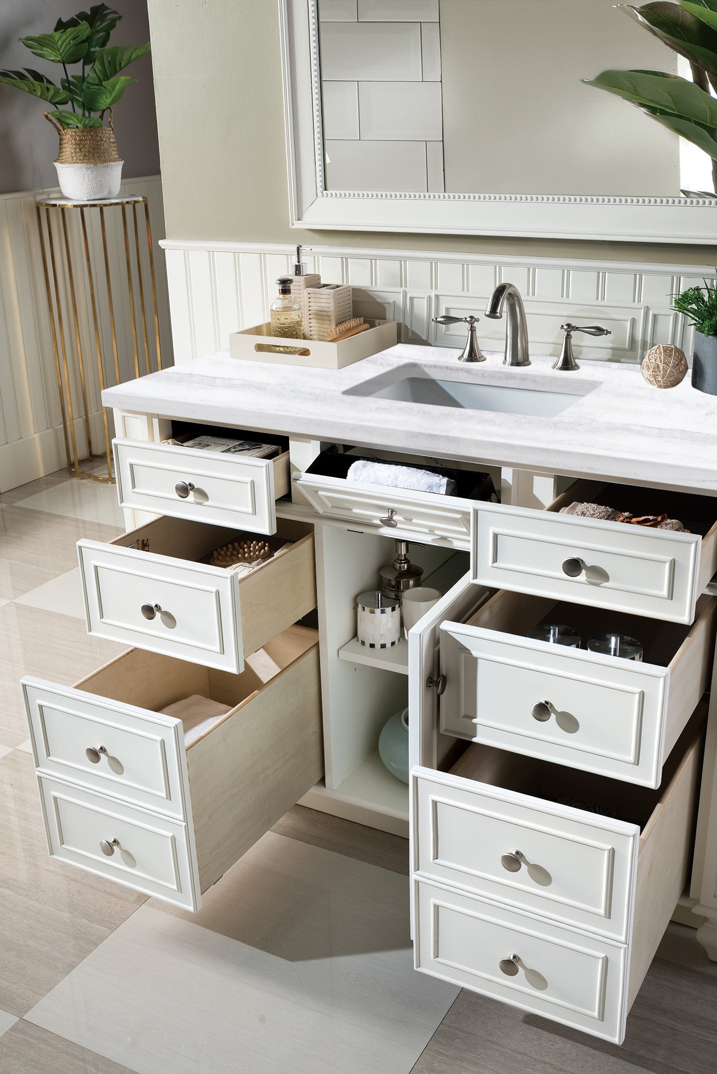 James Martin Bristol 48" Single Vanity in Bright White with 3cm Countertop