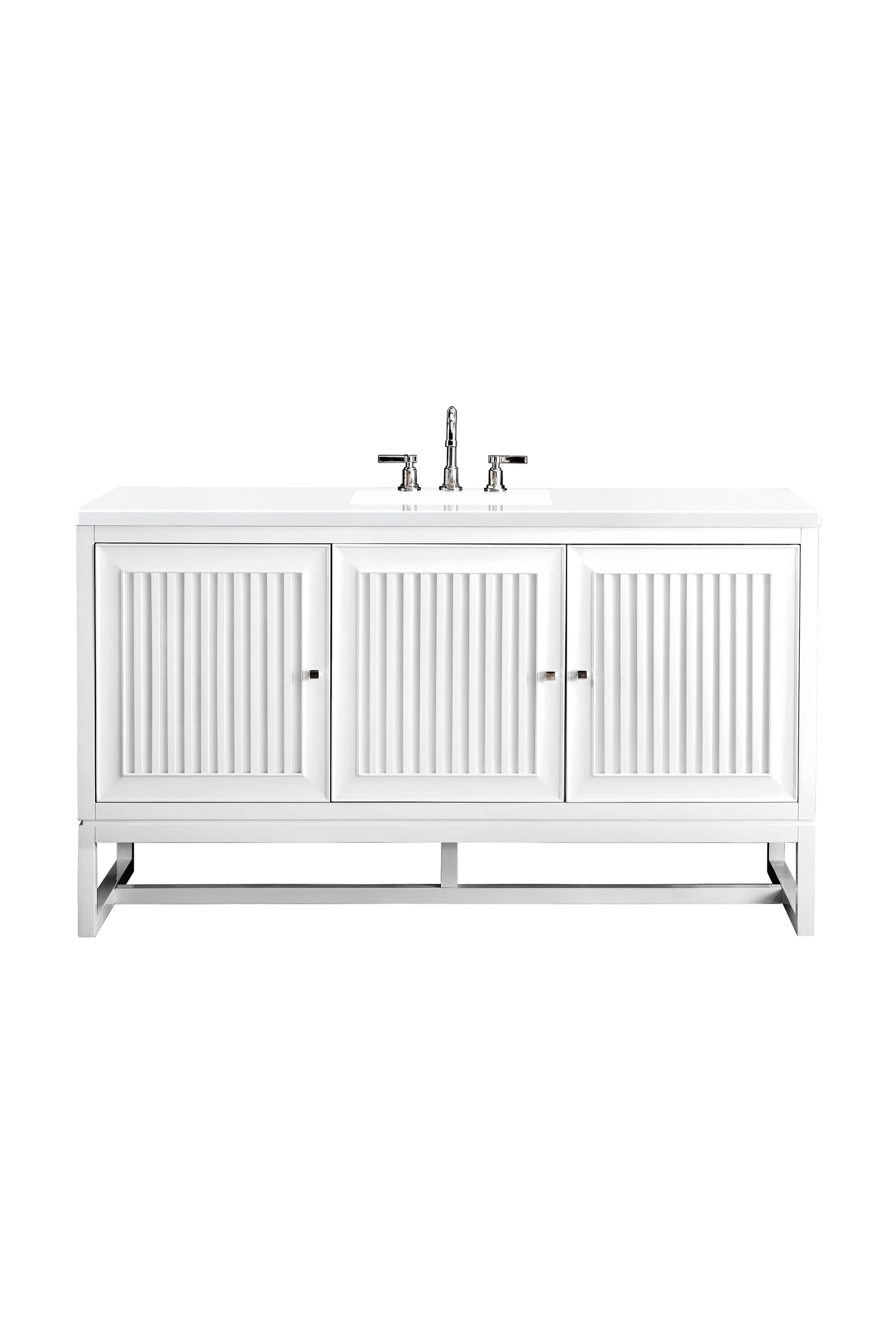 James Martin Athens 60" Single Vanity in Glossy White with 3cm Countertop