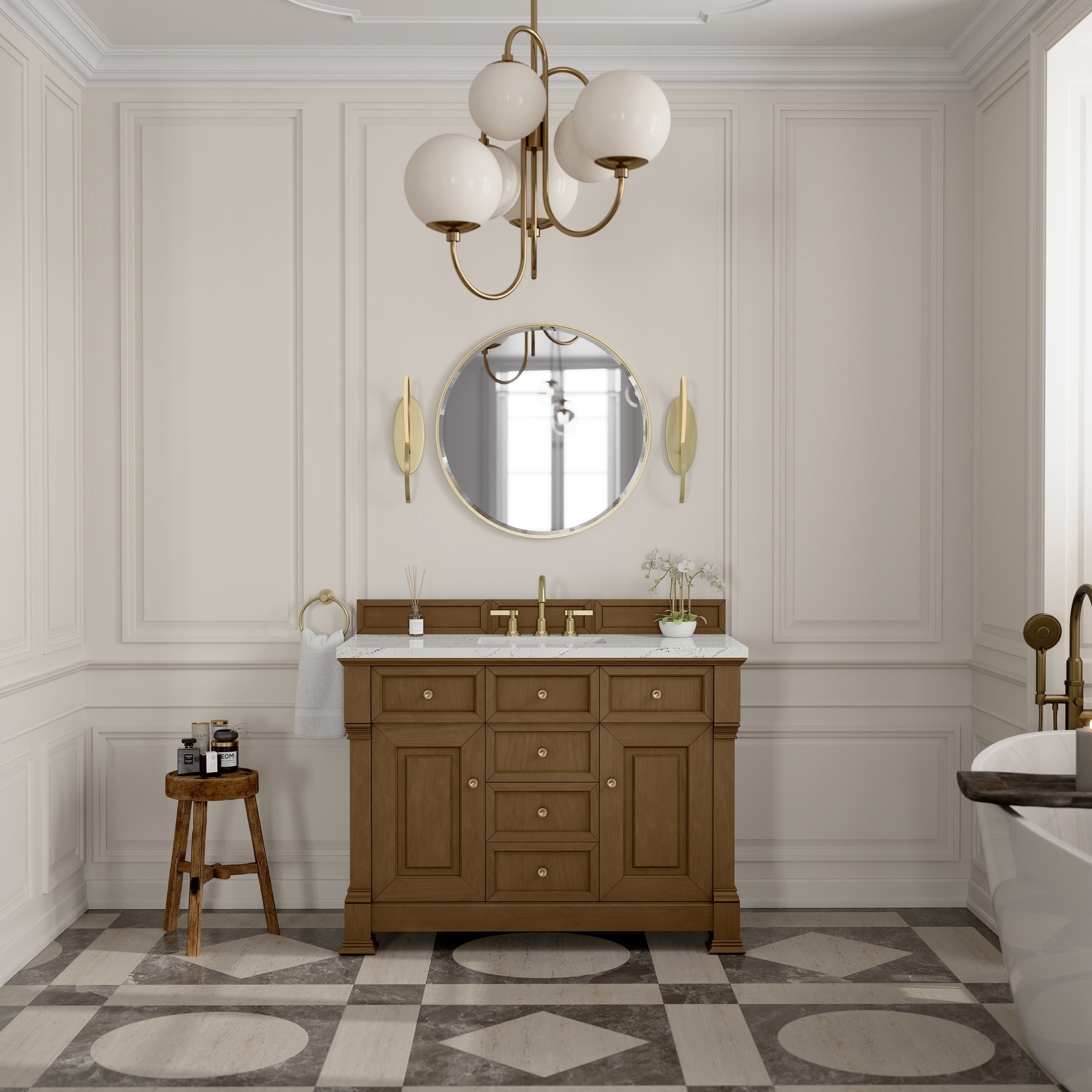 James Martin Brookfield 48" Single Vanity in Honey Oak with 3cm Countertop and FreePower Wireless Charger