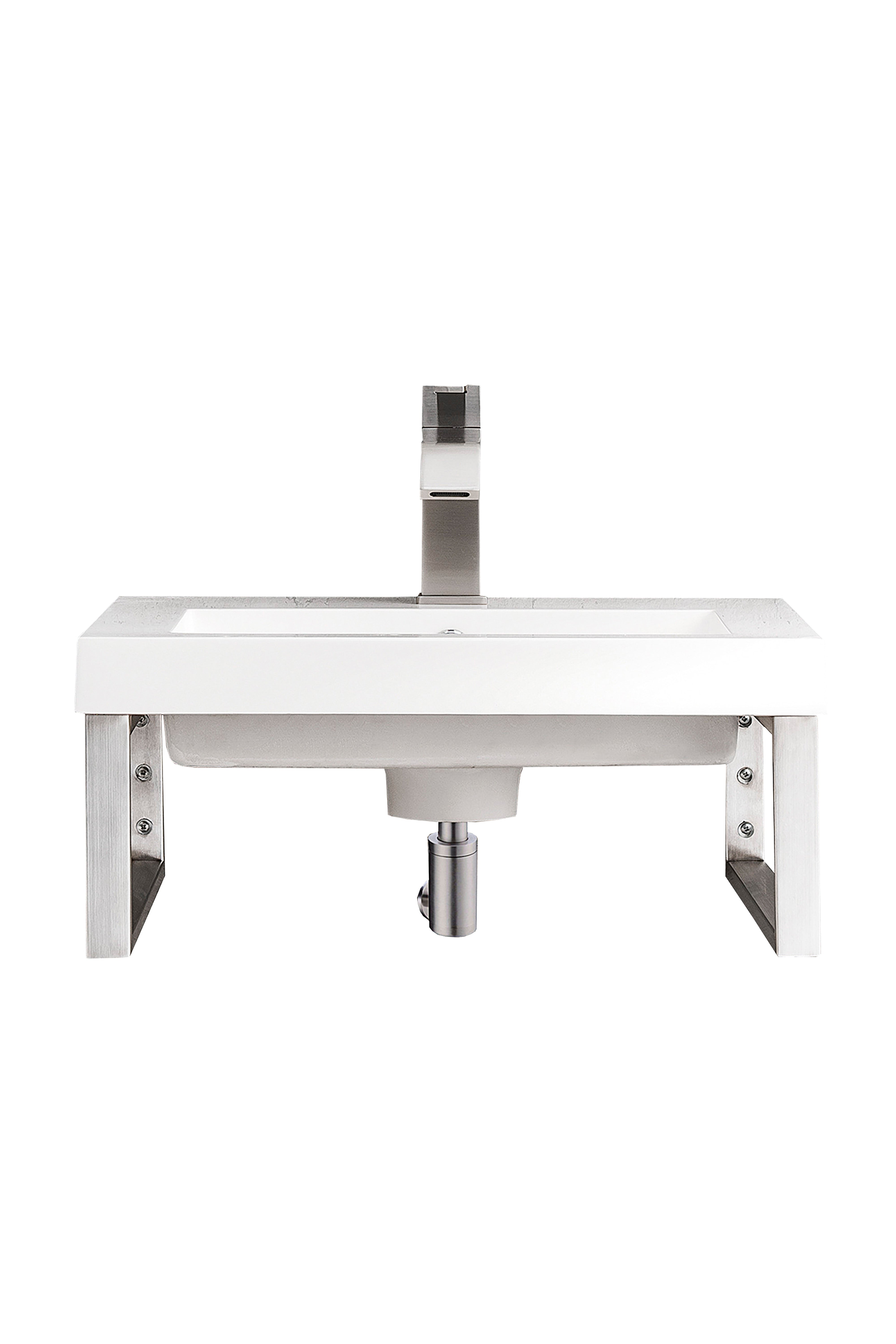 James Martin Two Boston 15.25" Wall Brackets with 20" White Glossy Composite Stone Top