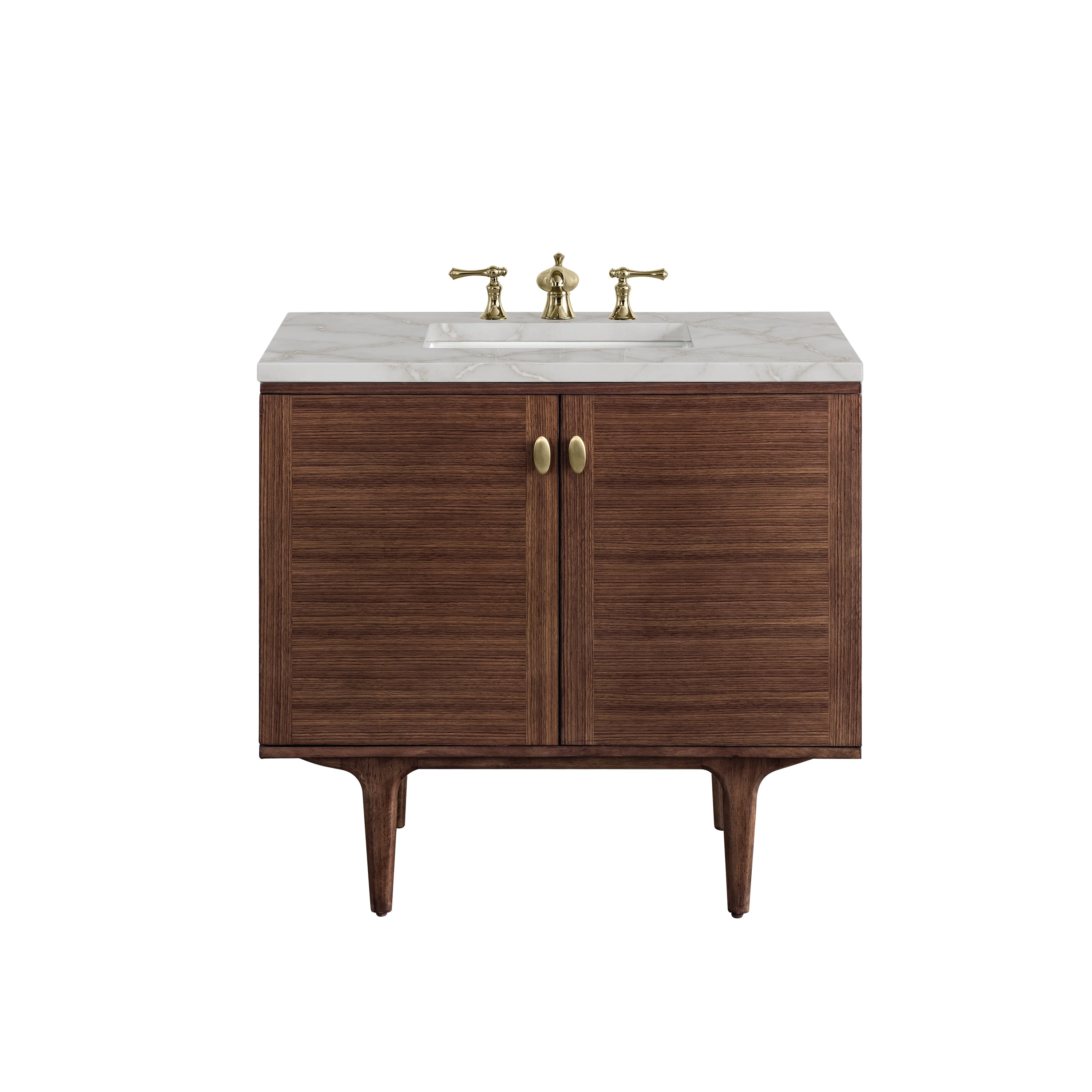 James Martin Amberly 36" Single Vanity in Mid-Century Walnut with 3cm Countertop
