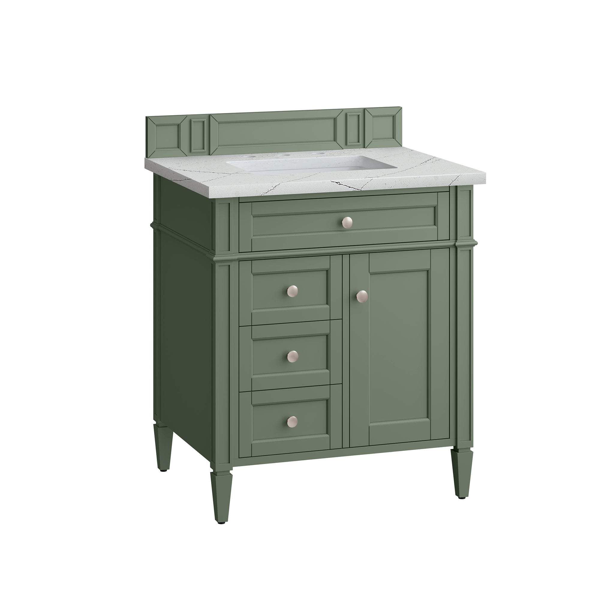 James Martin Brittany 30" Single Vanity in Smokey Celadon with 3cm Countertop