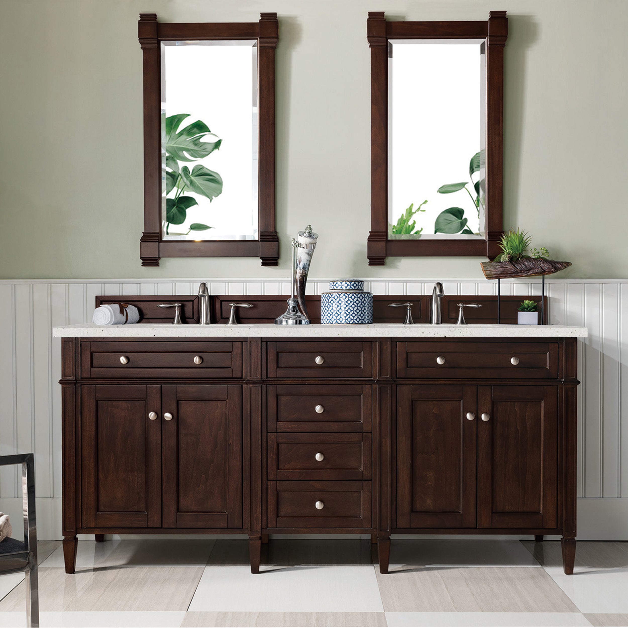 James Martin Brittany 72" Double Vanity in Burnished Mahogany with 3cm Countertop