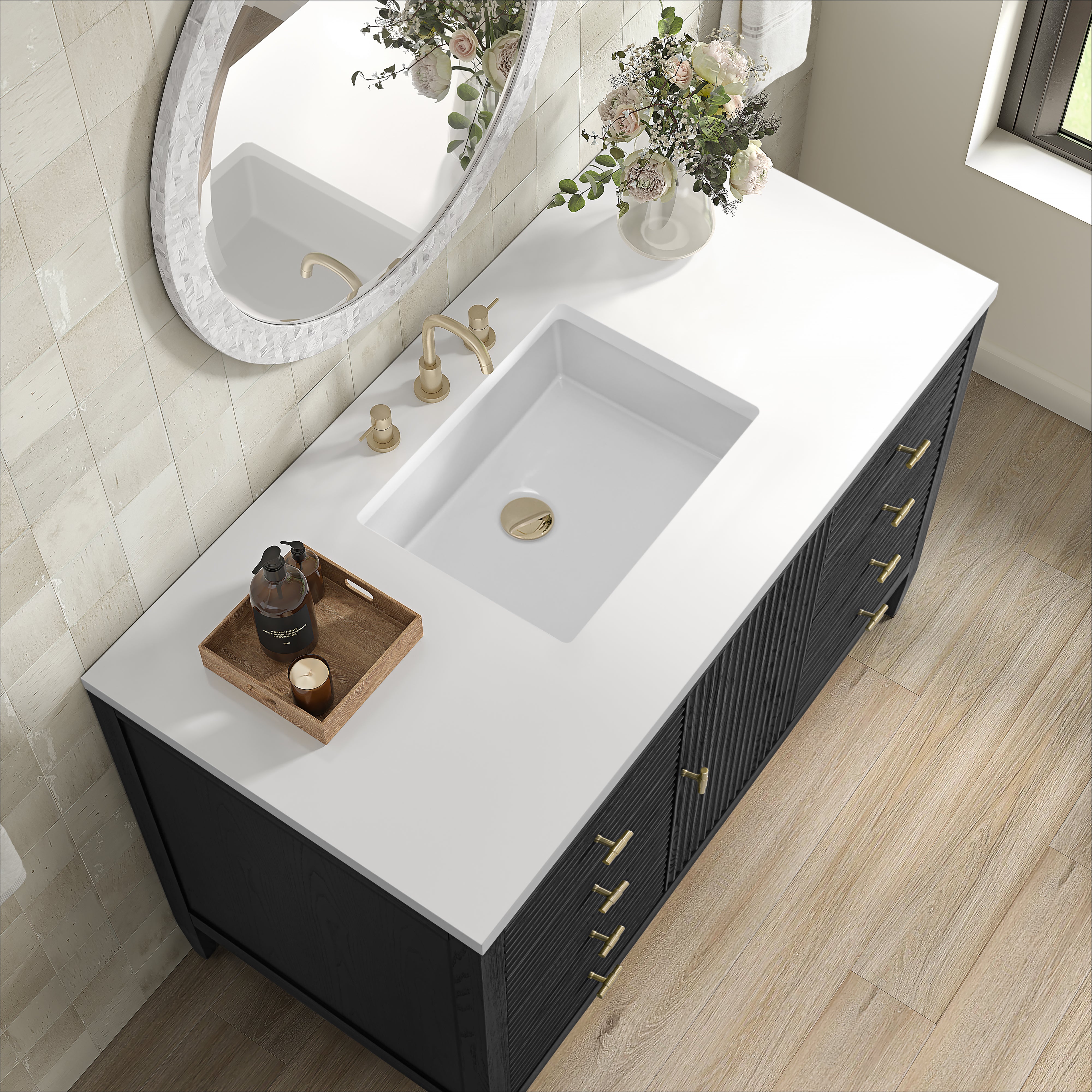 James Martin Myrrin 48" Single Vanity in Carbon Oak with 3cm Countertop