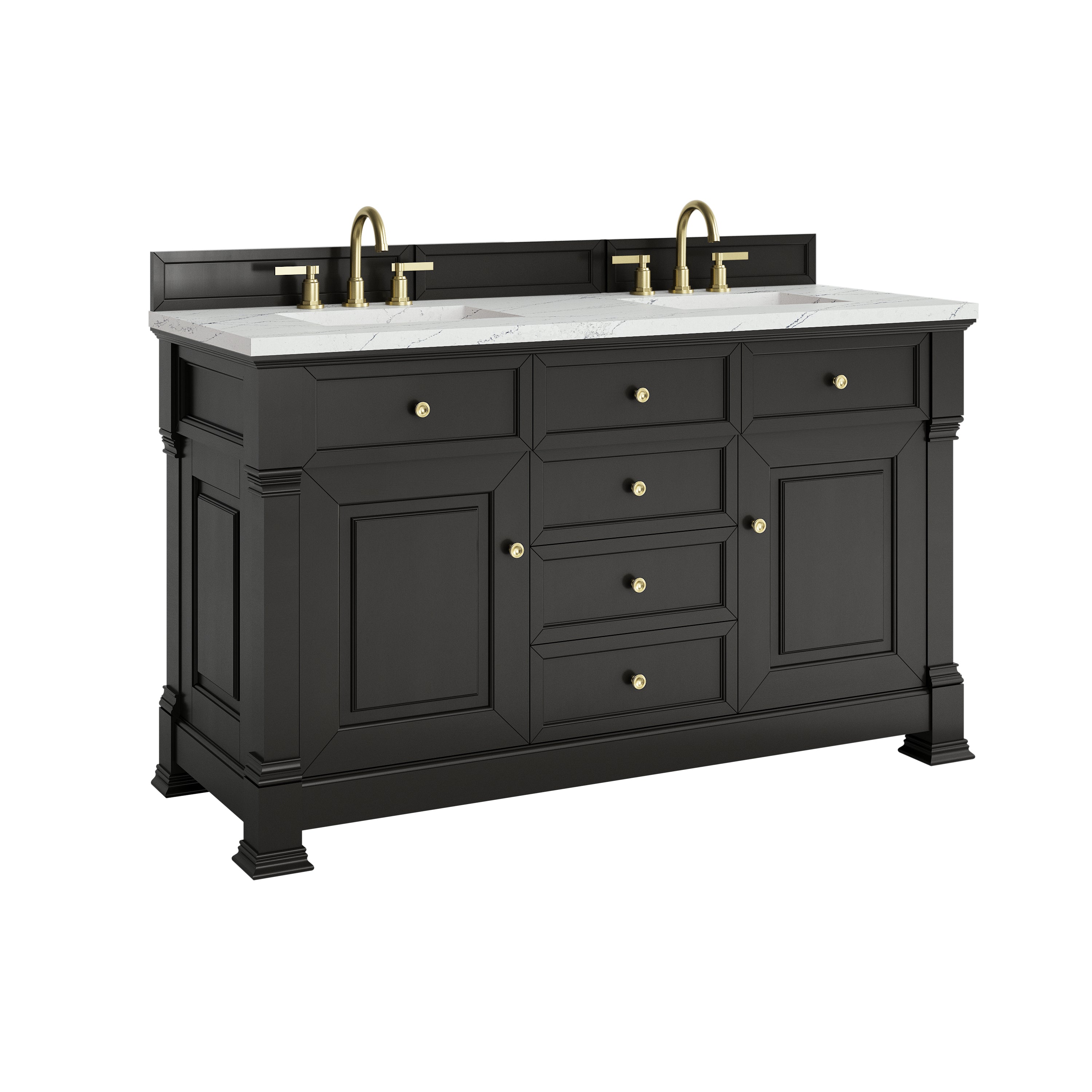 James Martin Brookfield 60" Double Vanity in Black Onyx with 3cm Countertop