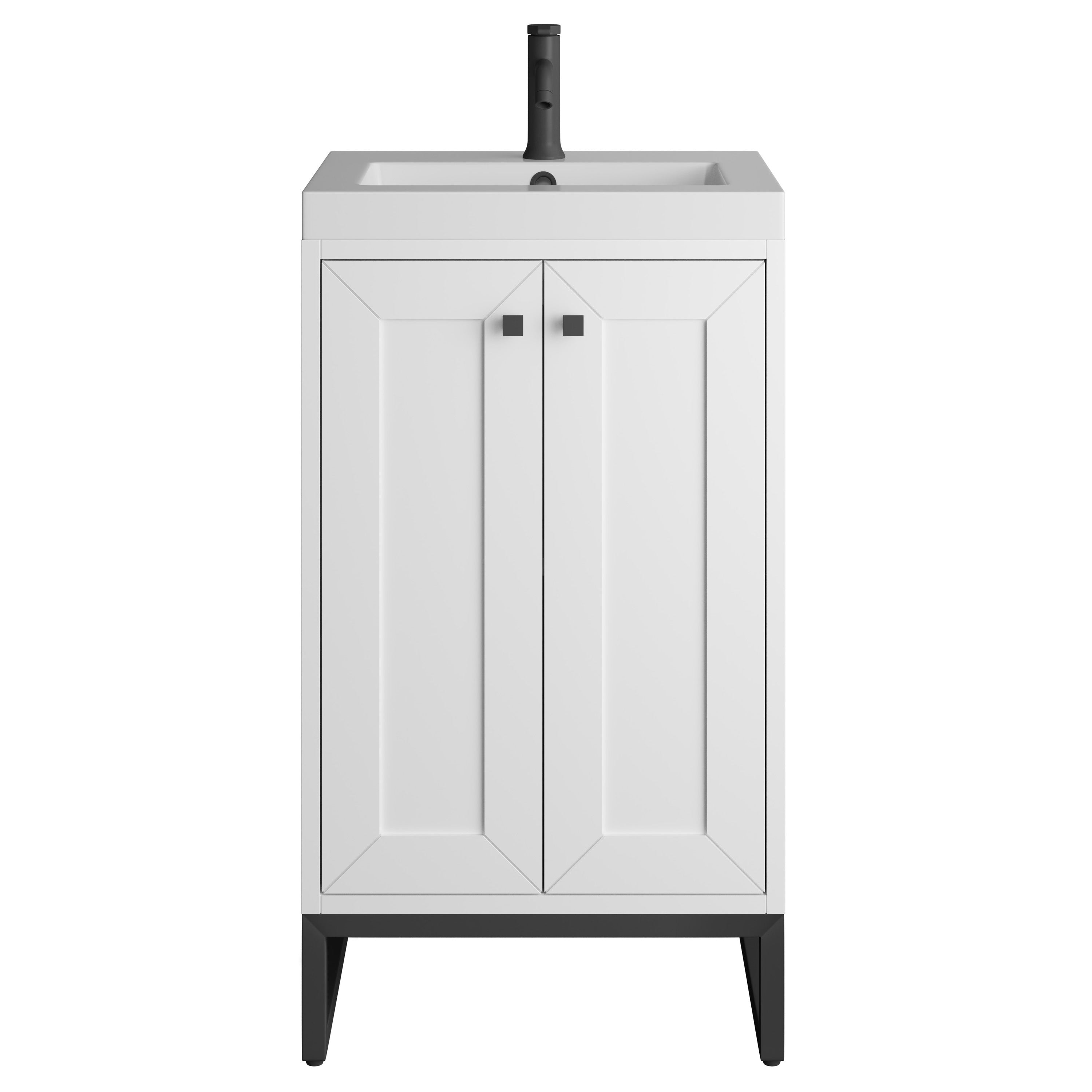 James Martin Chianti 20" Single Vanity in Glossy White with White Glossy Composite Stone Top
