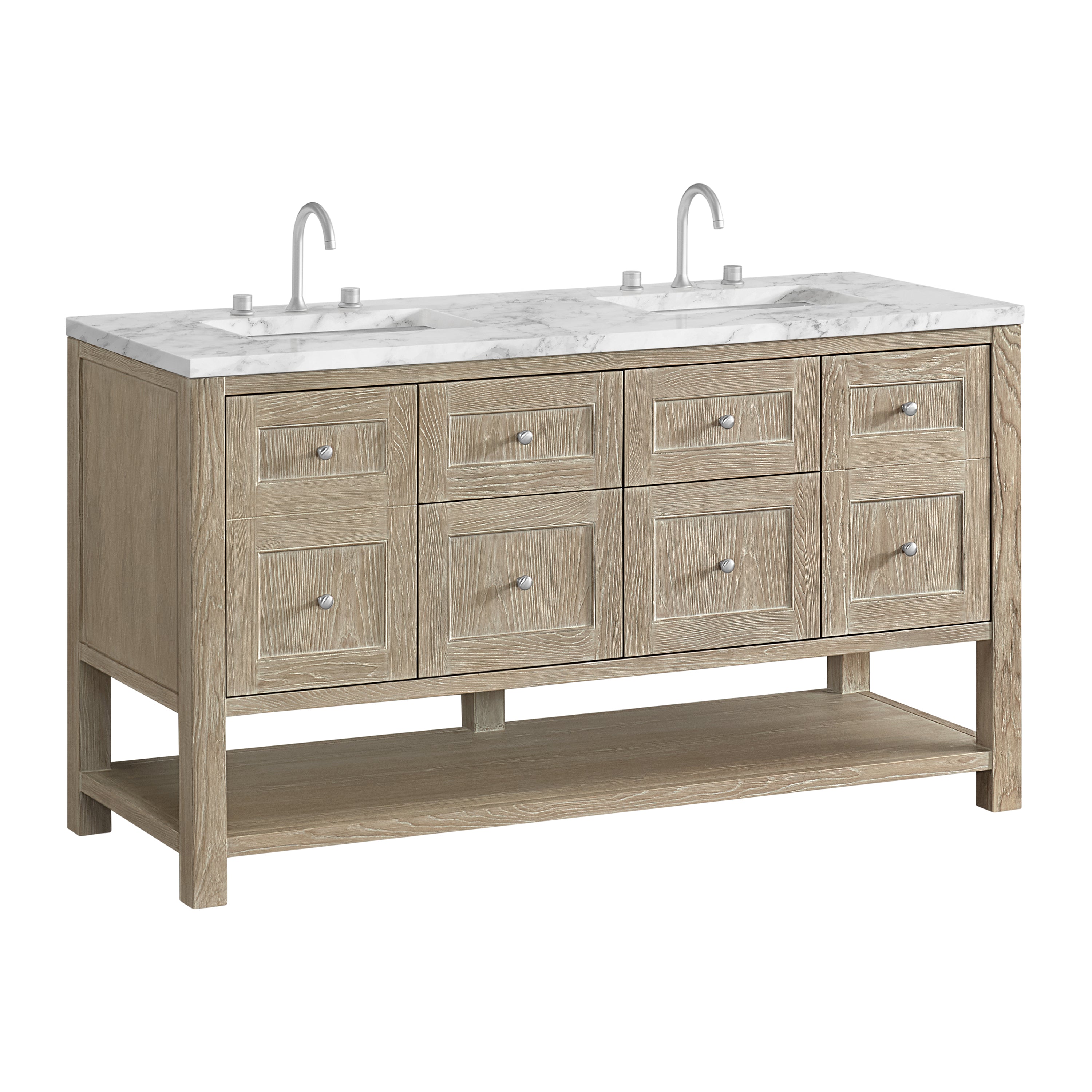 James Martin Breckenridge 60" Double Vanity in Whitewashed Oak with 3cm Countertop
