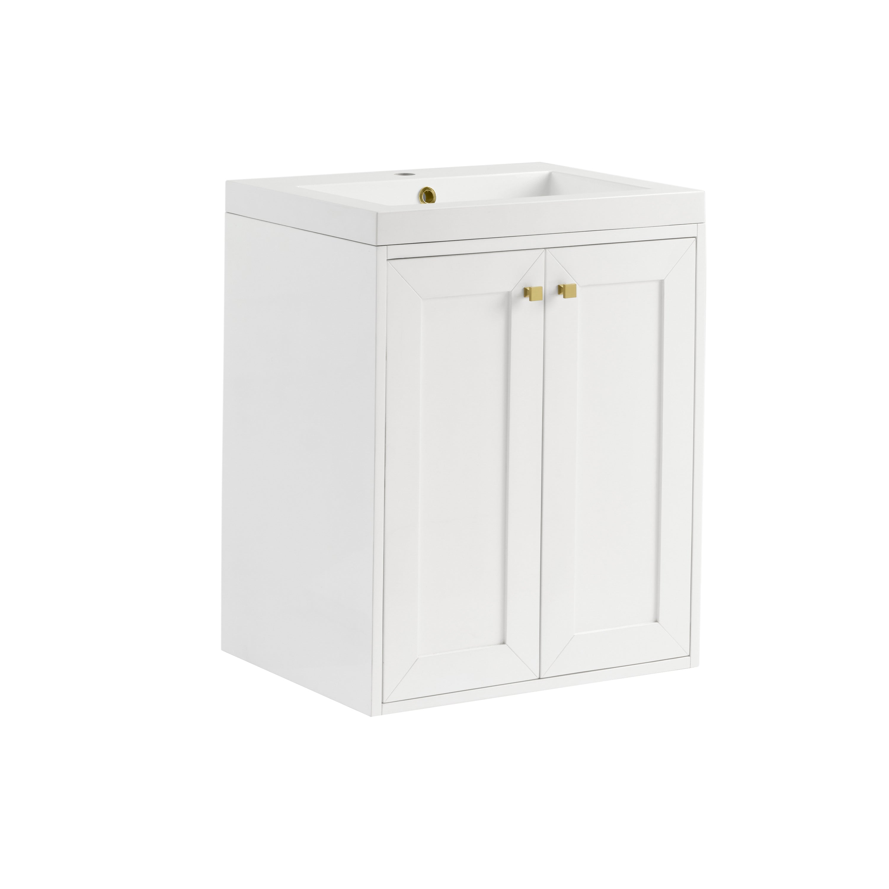 James Martin Chianti 24" Single Vanity in Glossy White with White Glossy Composite Stone Top