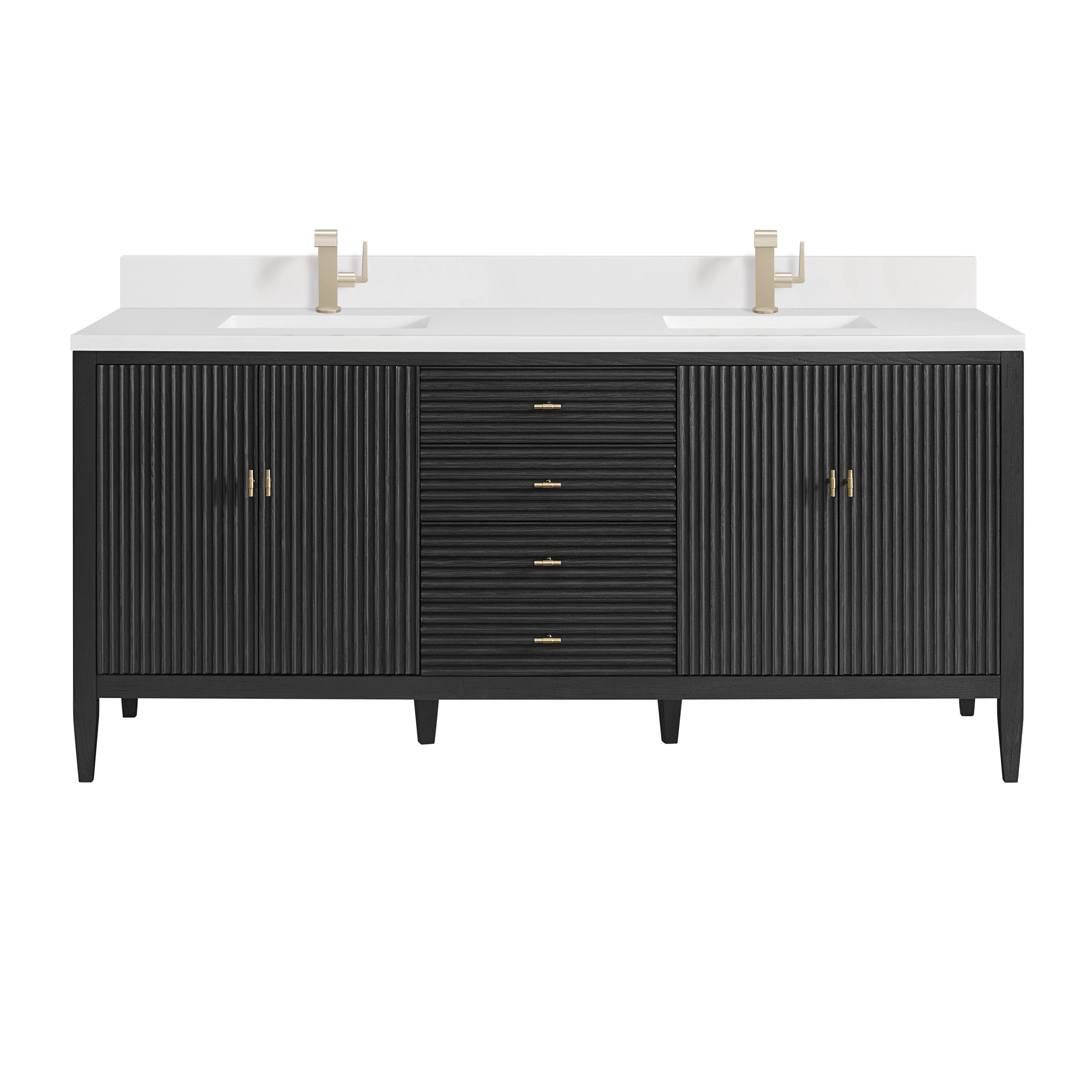 James Martin Myrrin 72" Double Vanity in Carbon Oak with 3cm Countertop