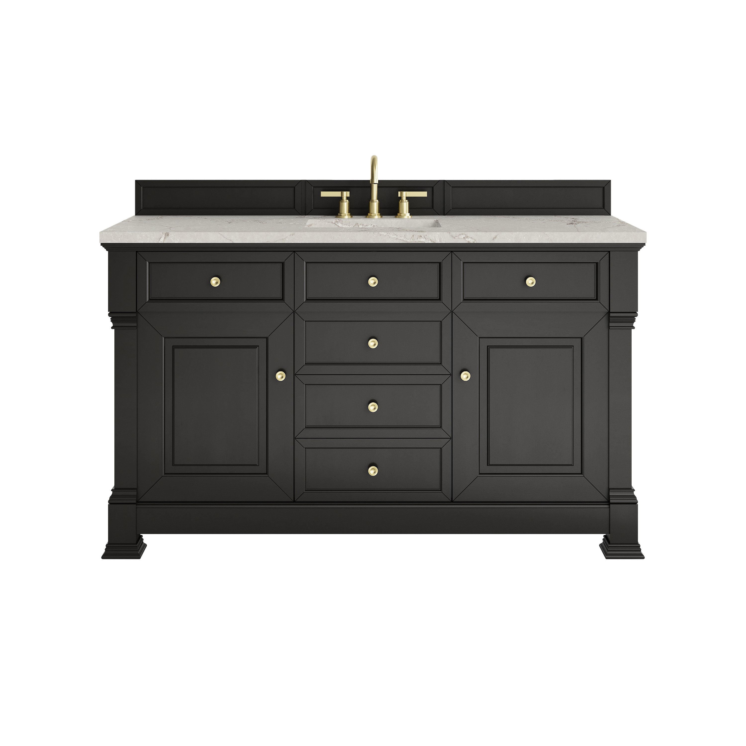 James Martin Brookfield 60" Single Vanity in Black Onyx with 3cm Countertop