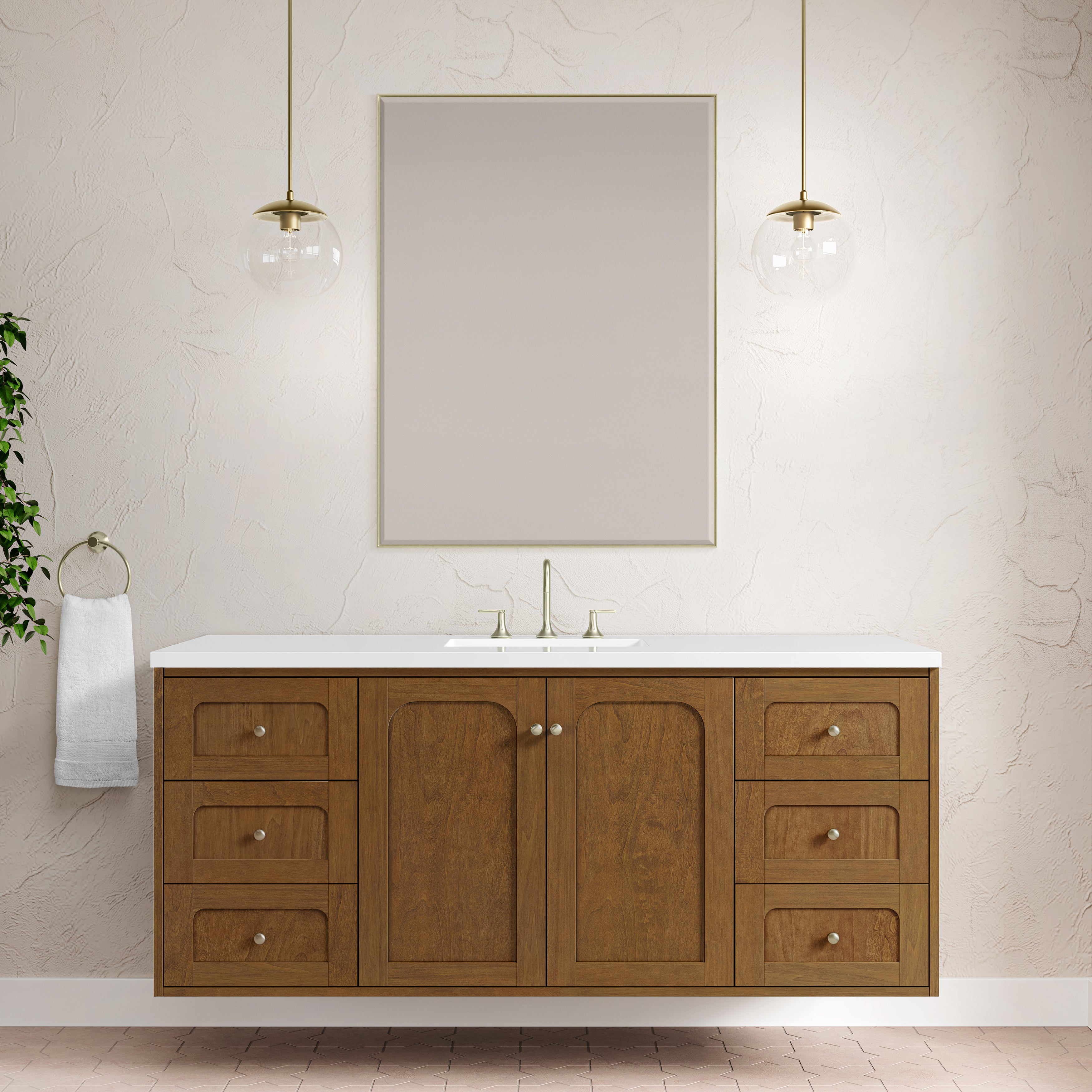 James Martin Laurent 60" Single Vanity in Honey Oak with 3cm Countertop