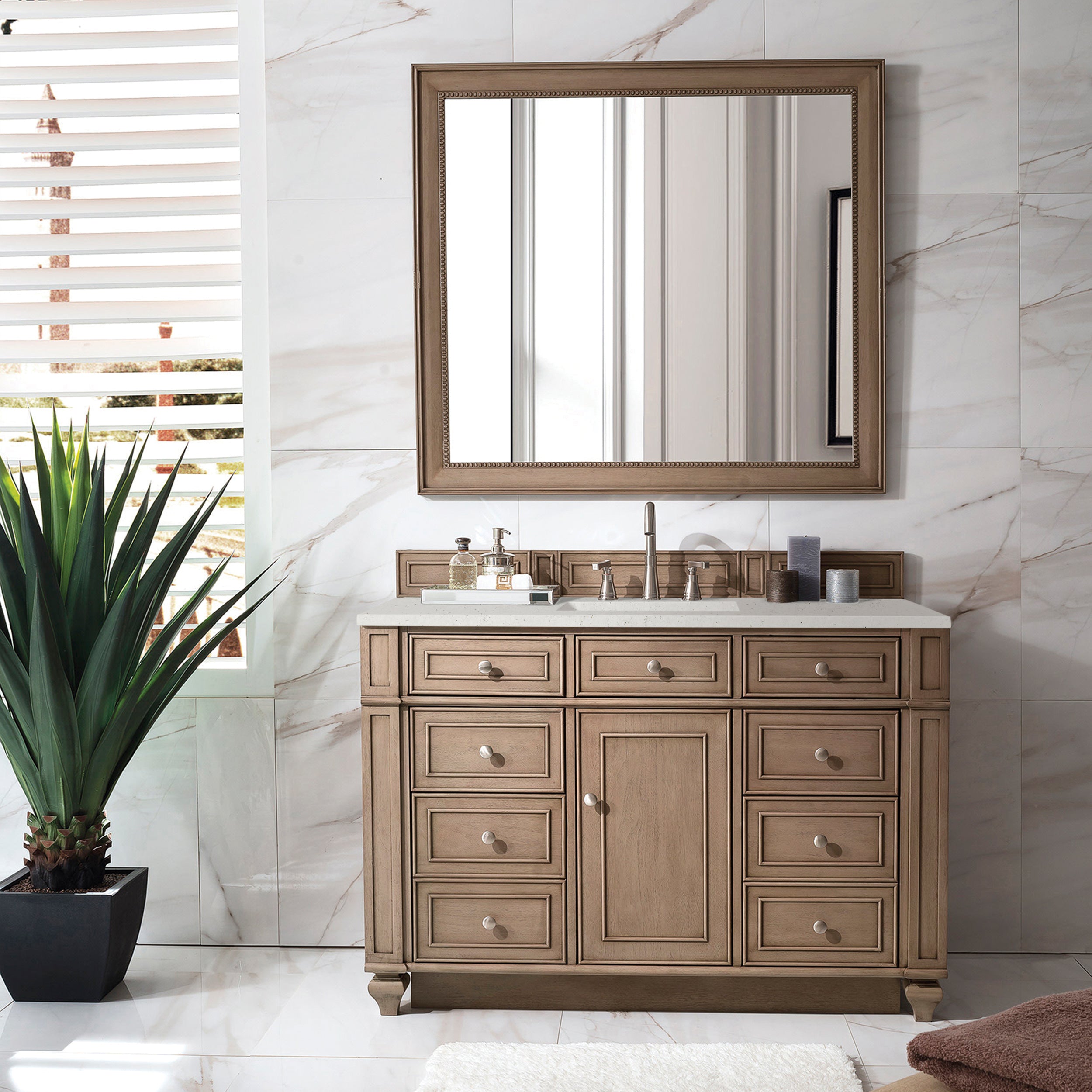 James Martin Bristol 48" Single Vanity in Whitewashed Walnut with 3cm Countertop