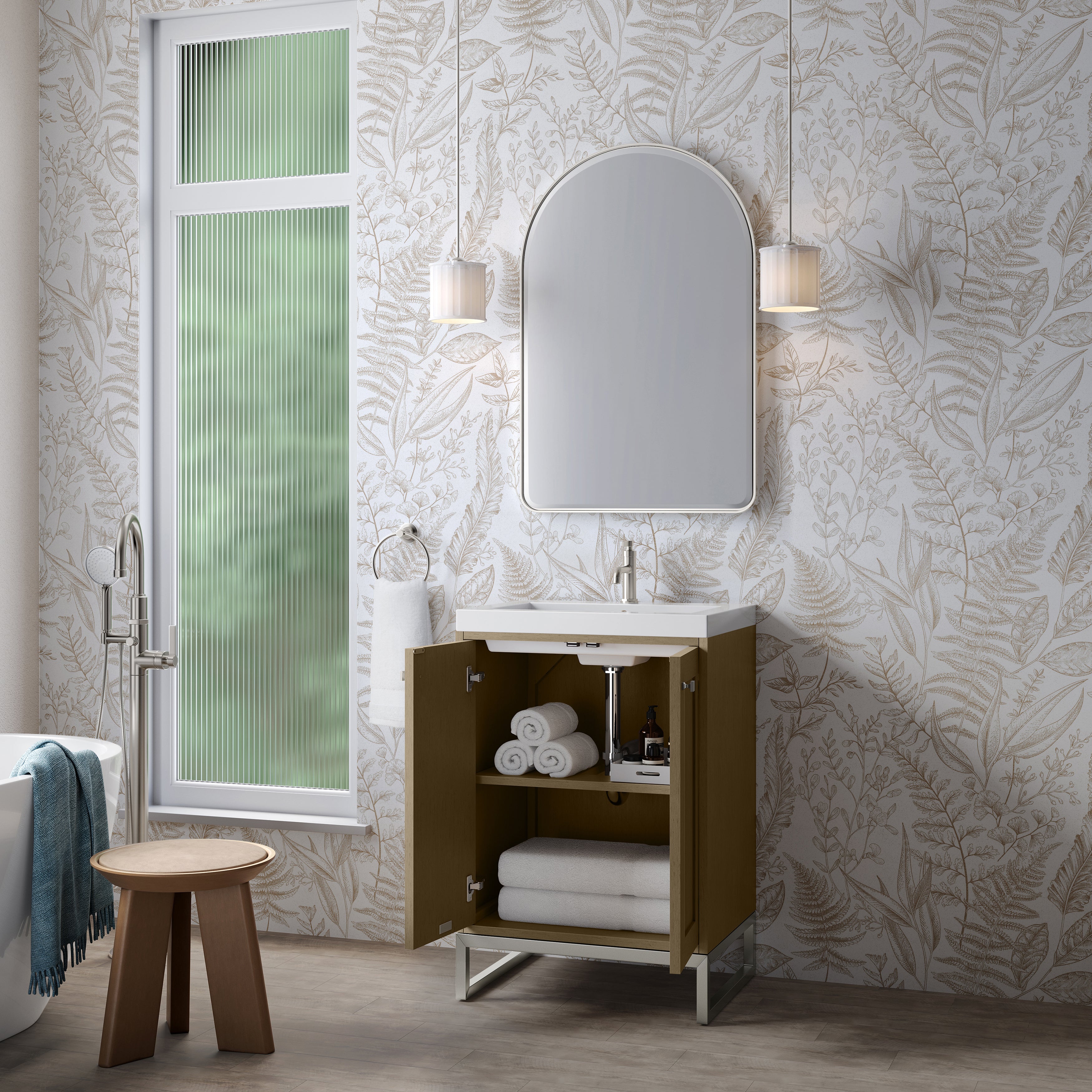 James Martin Chianti 24" Single Vanity in Glossy White with White Glossy Composite Stone Top