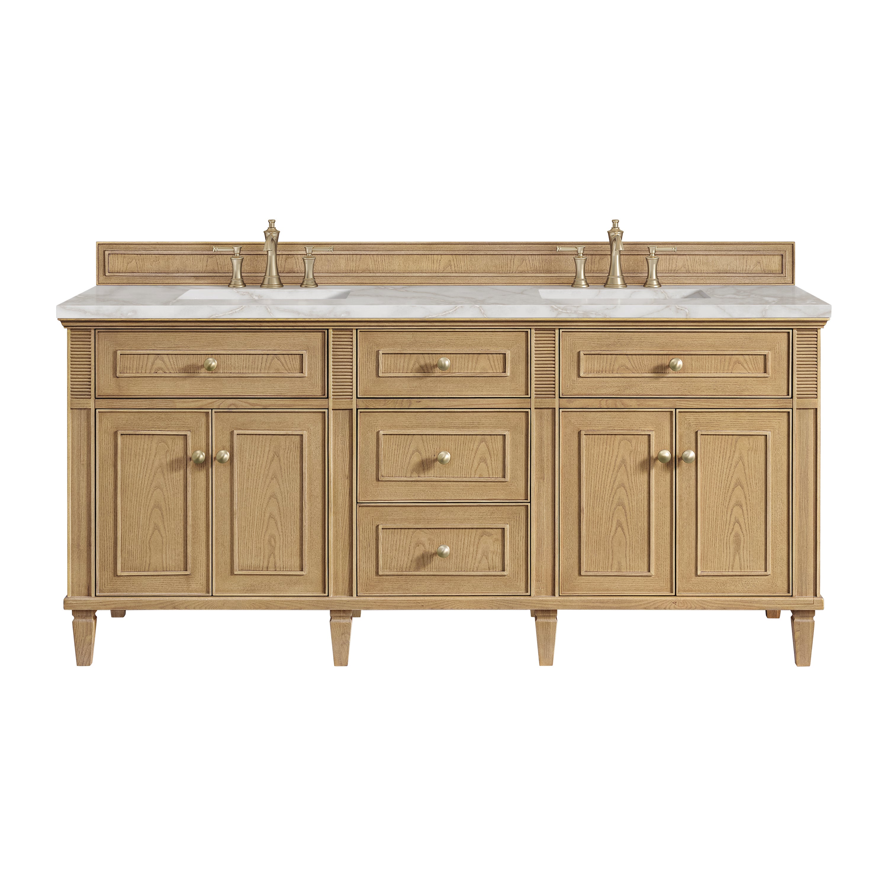 James Martin Lorelai 72" Double Vanity in Light Natural Oak with 3cm Countertop and FreePower Wireless Charger