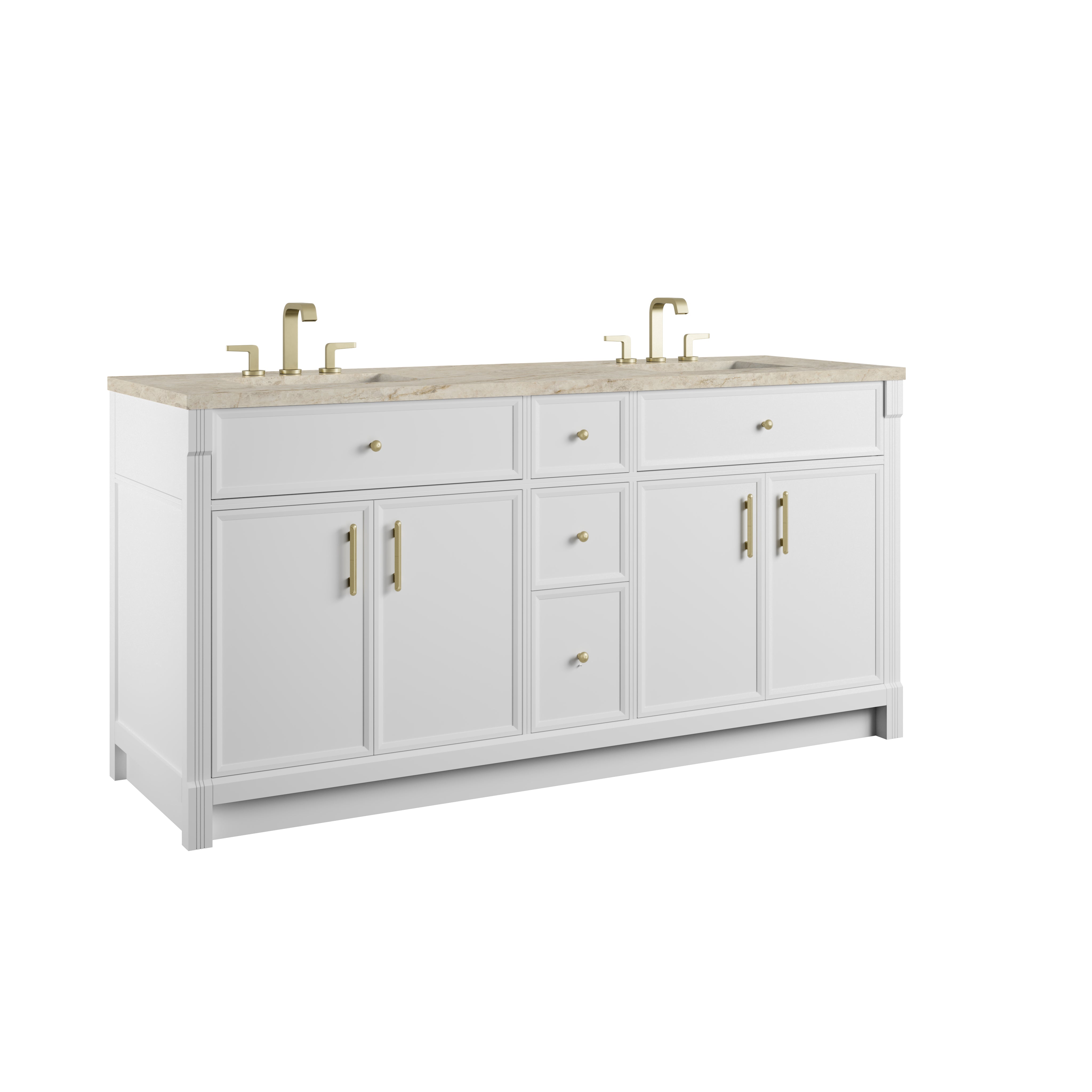 James Martin Bellshire 72" Double Vanity in Bright White with 3cm Countertop