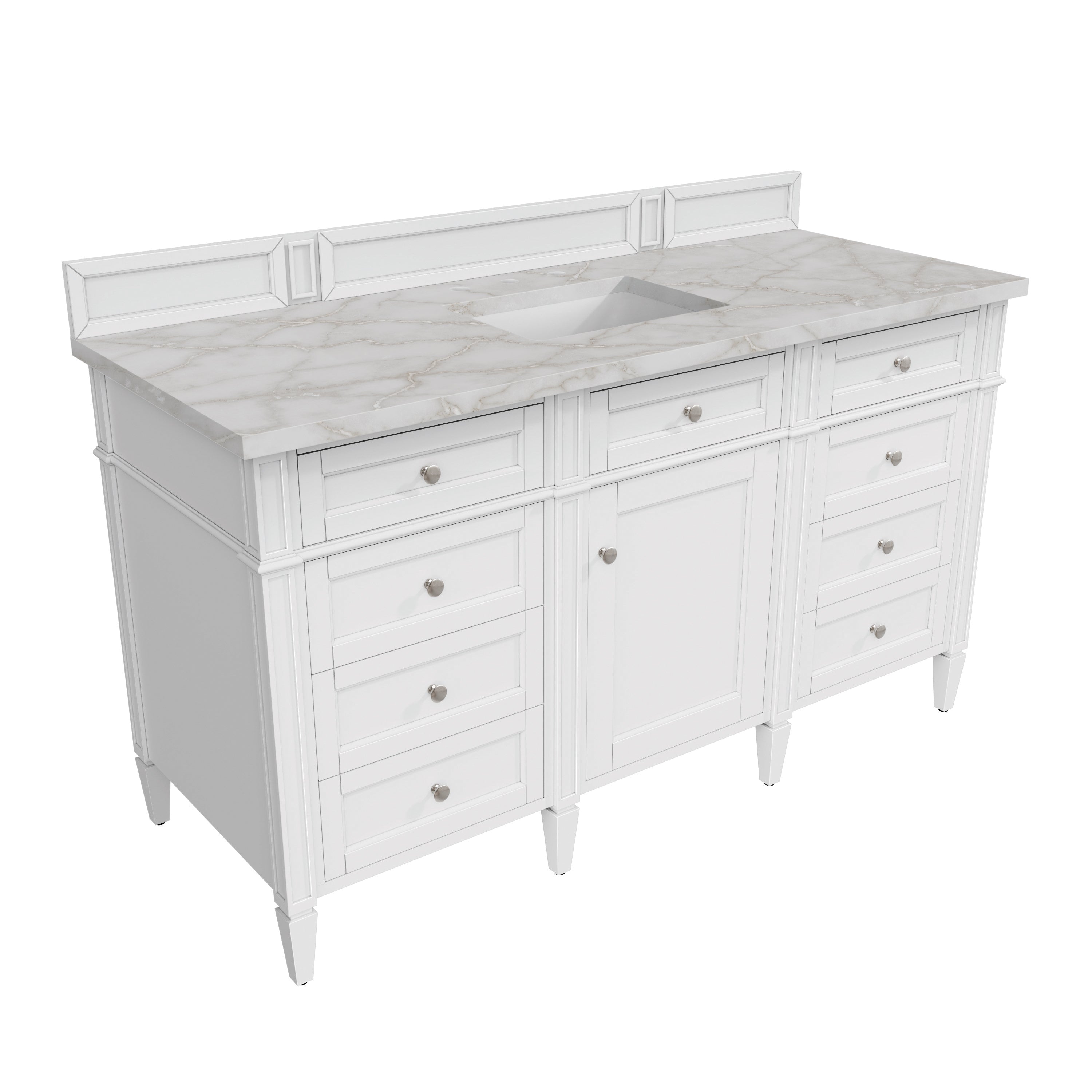 James Martin Brittany 60" Single Vanity in Bright White with 3cm Countertop and FreePower Wireless Charger