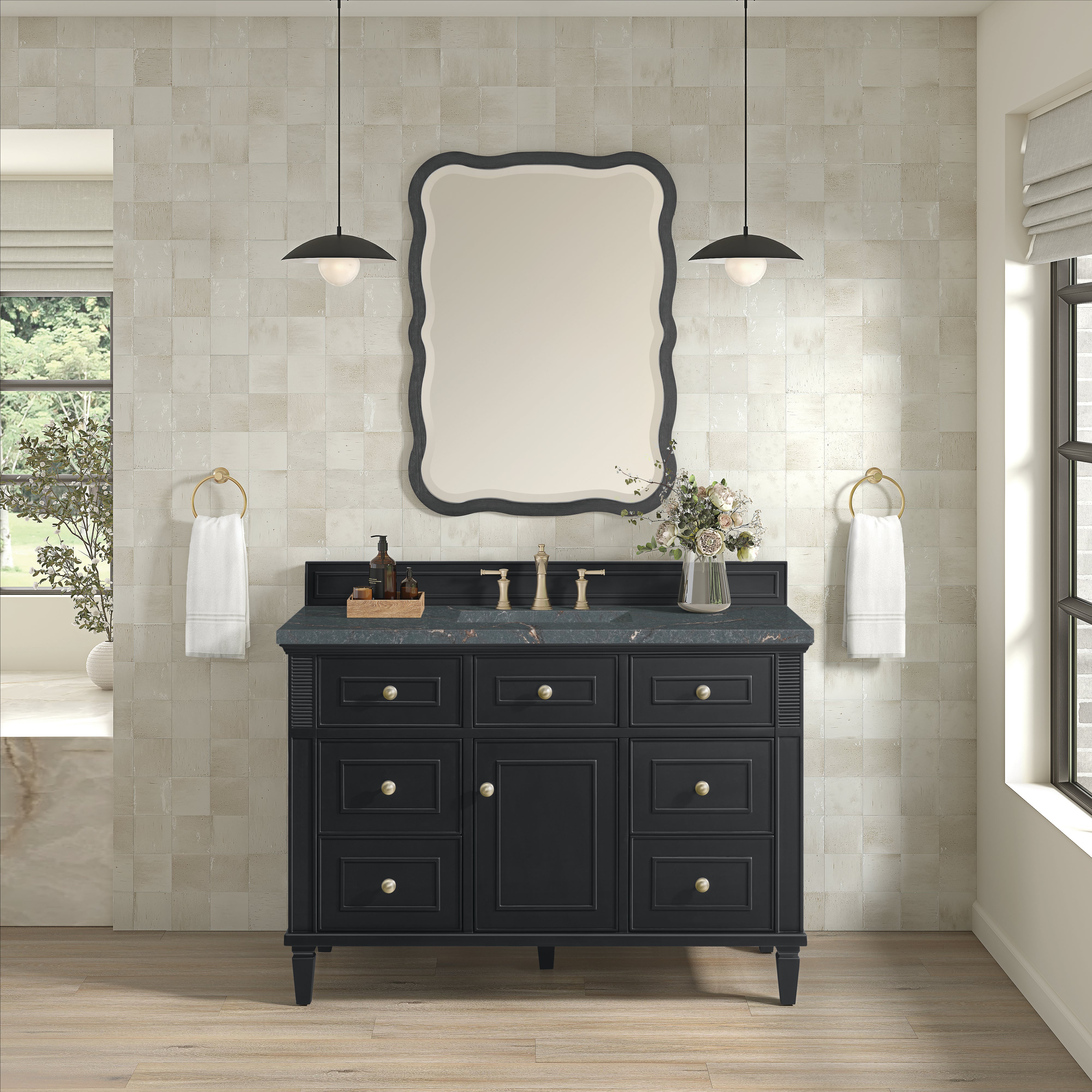 James Martin Lorelai 48" Single Vanity in Black Onyx with 3cm Countertop