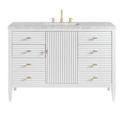 James Martin Myrrin 48" Single Vanity in Bright White with 3cm Countertop and FreePower Wireless Charger