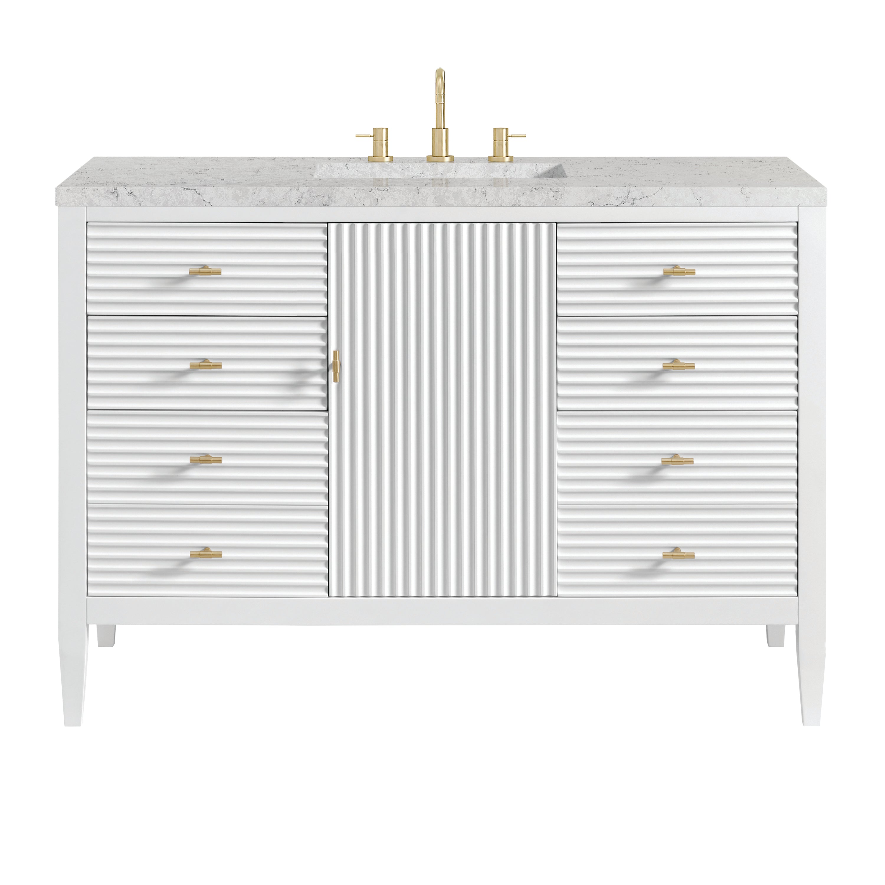 James Martin Myrrin 48" Single Vanity in Bright White with 3cm Countertop