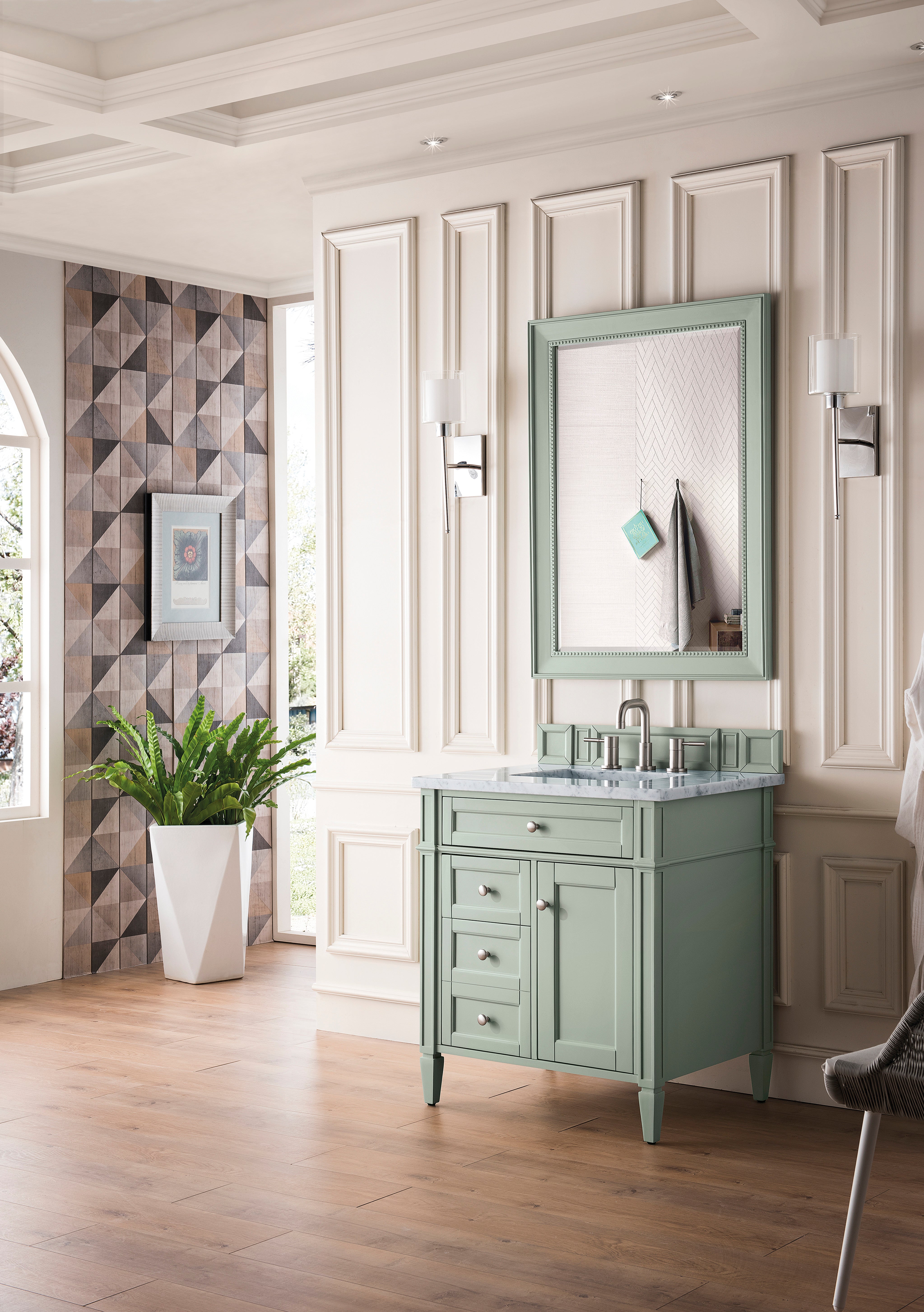 James Martin Brittany 30" Single Vanity in Sage Green with 3cm Countertop