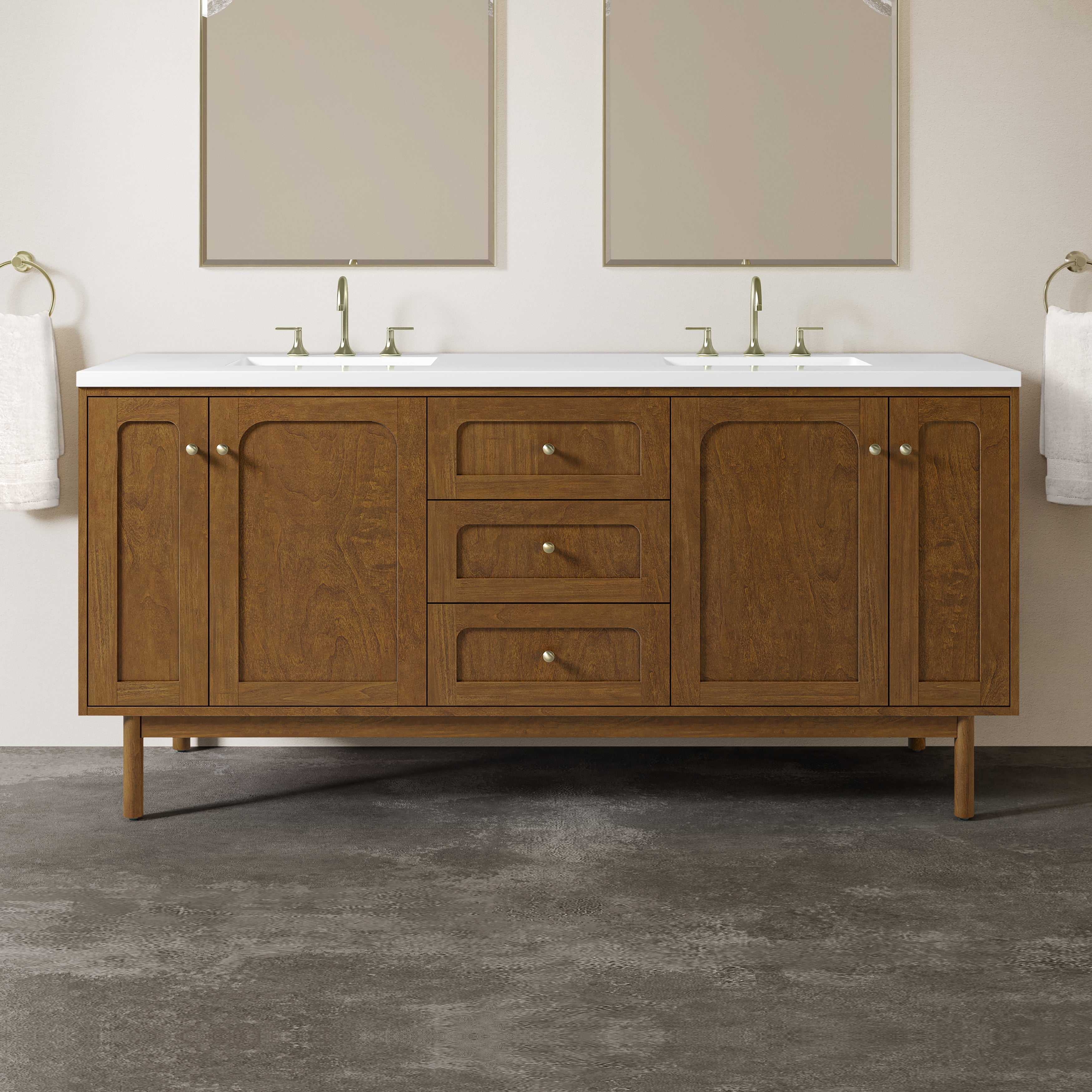 James Martin Laurent 72" Double Vanity in Honey Oak with 3cm Countertop