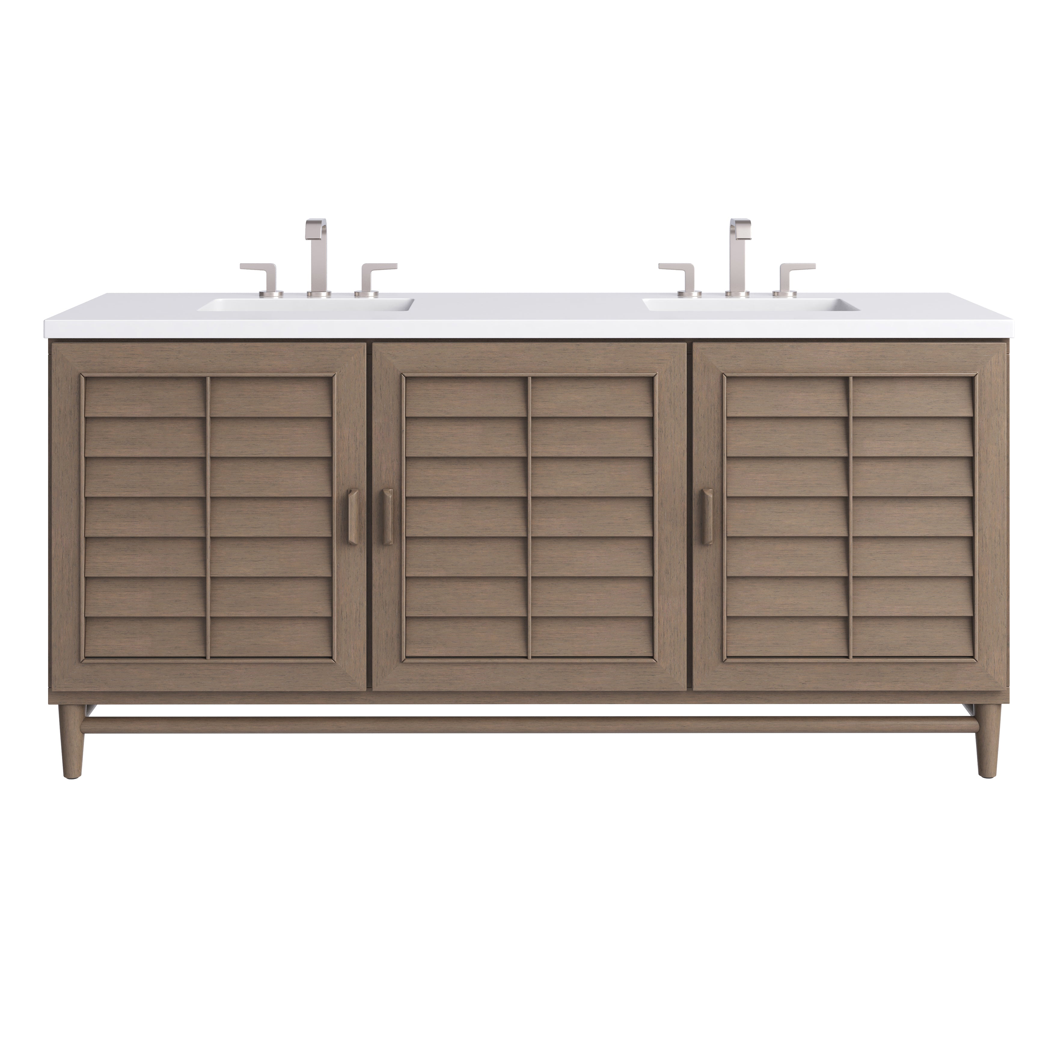 James Martin Portland 72" Double Vanity in Whitewashed Walnut with 3cm Countertop