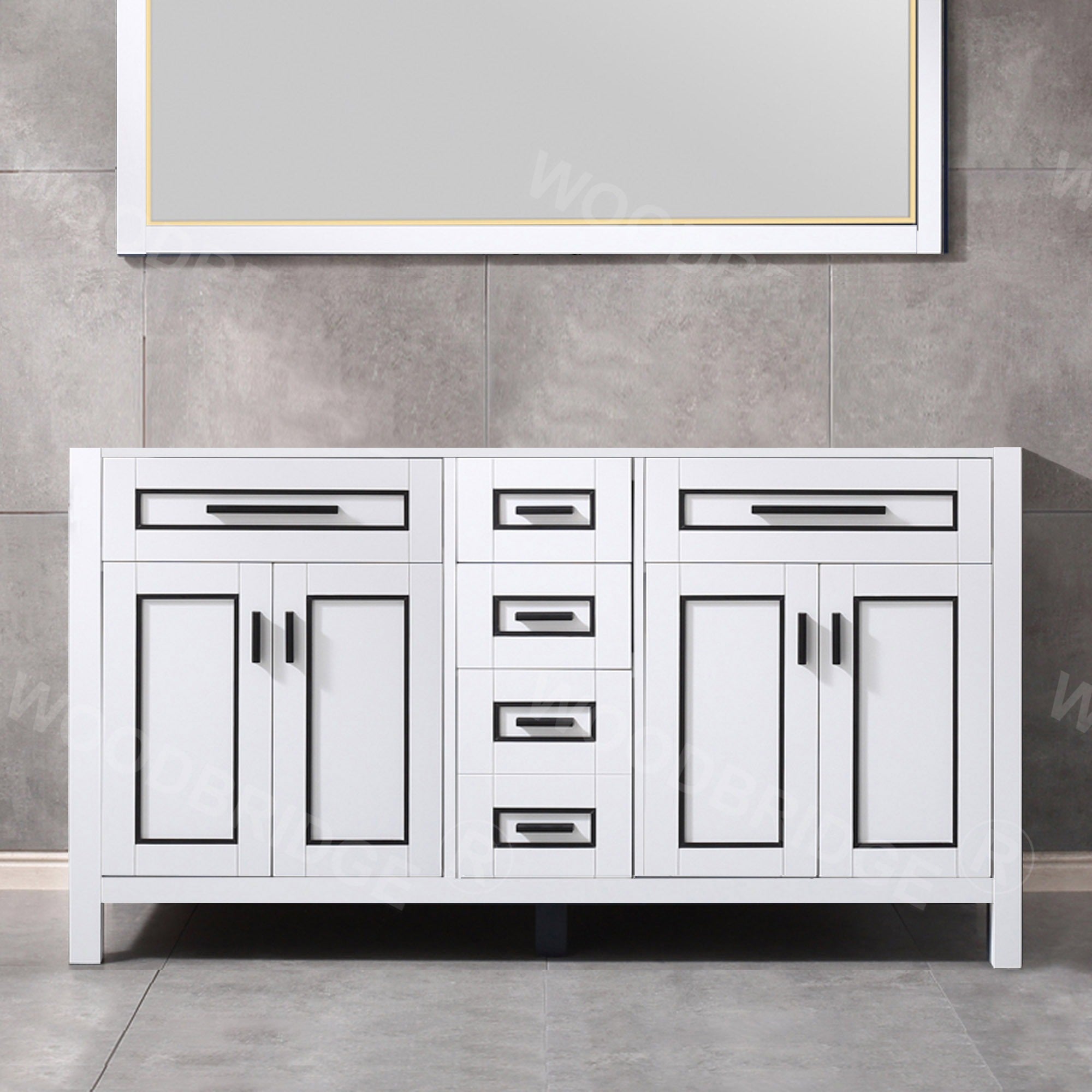 Woodbridge Milan 61" Floor Mounted Single Basin Vanity Set with Solid Wood Cabinet