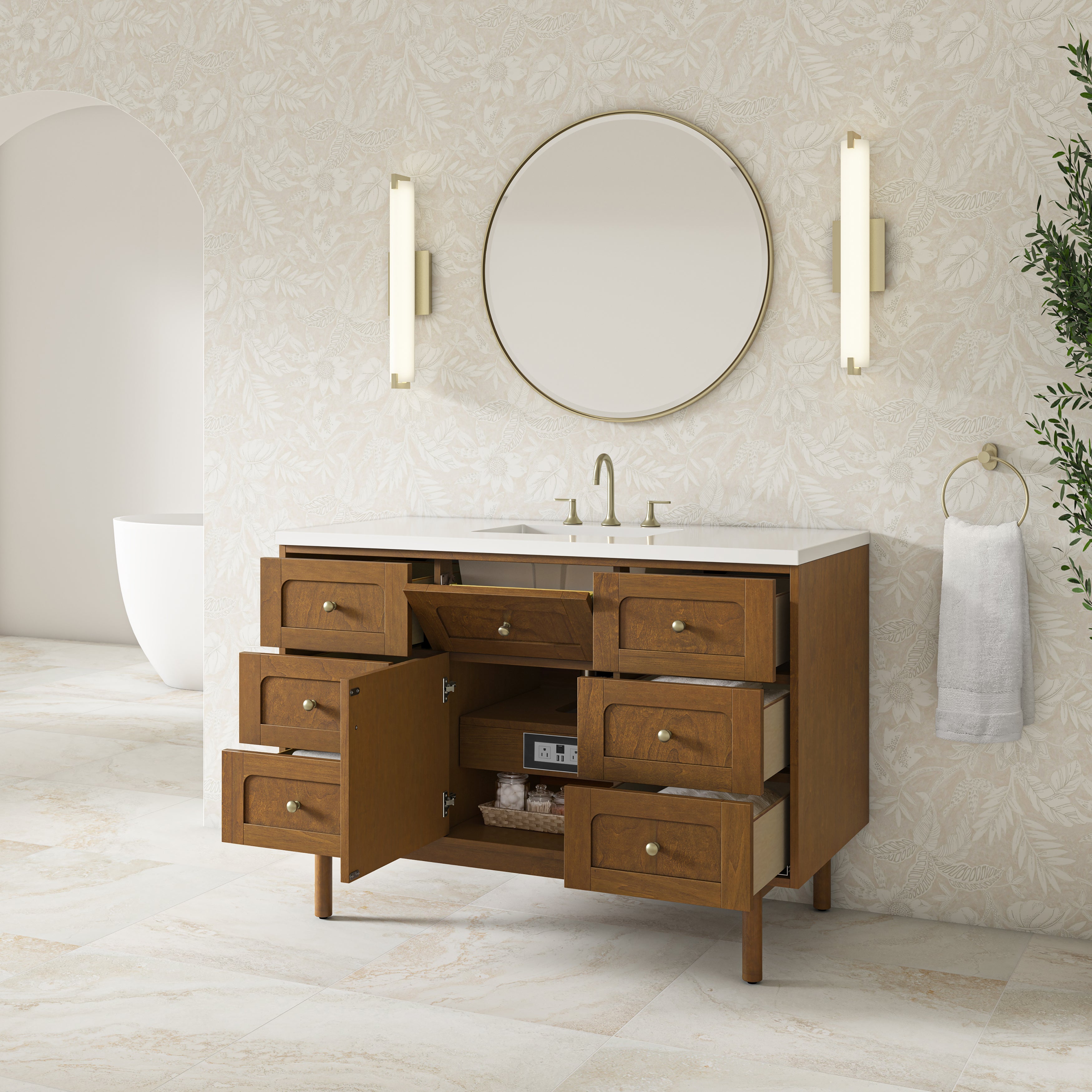 James Martin Laurent 48" Single Vanity in Honey Oak with 3cm Countertop