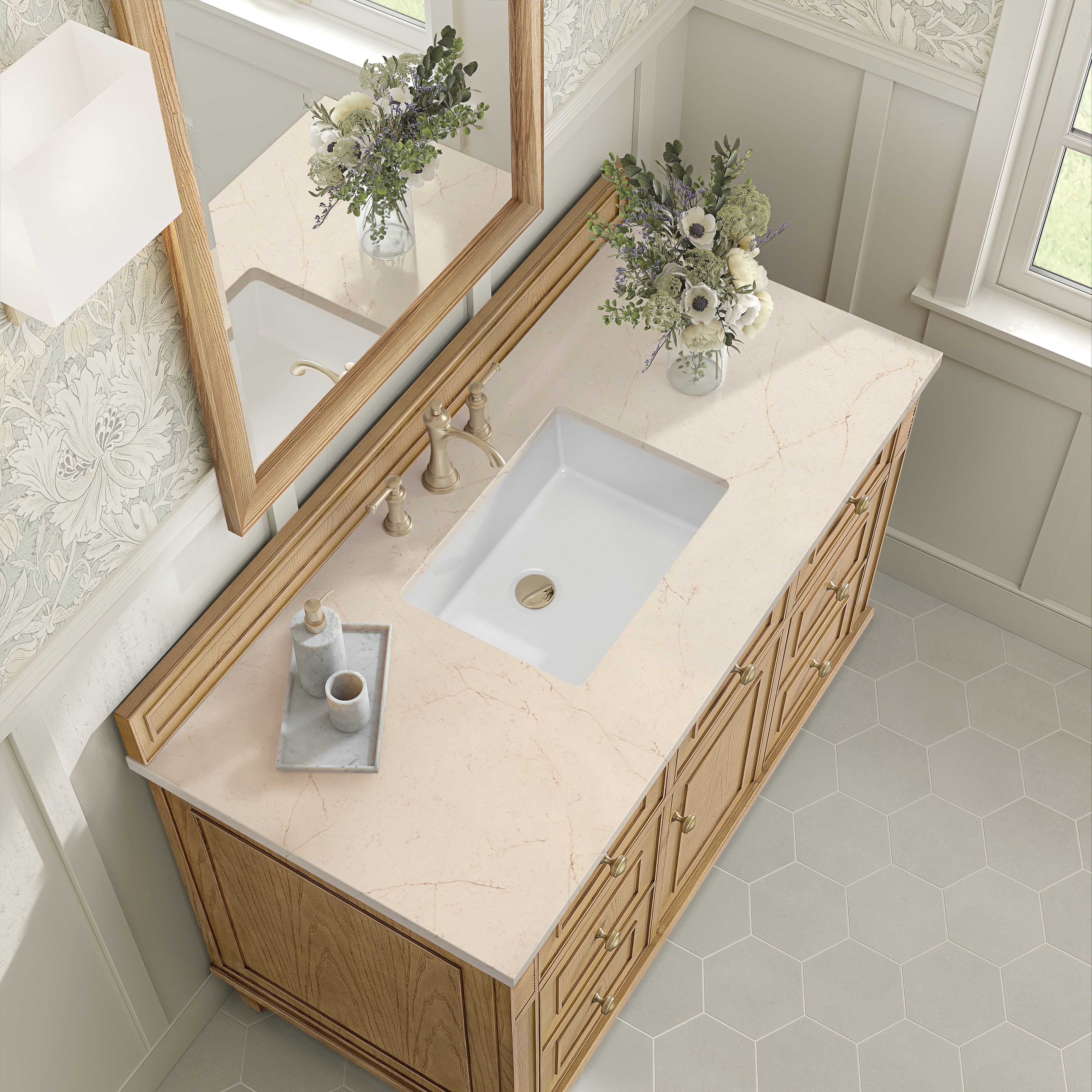 James Martin Lorelai 48" Single Vanity in Light Natural Oak with 3cm Countertop