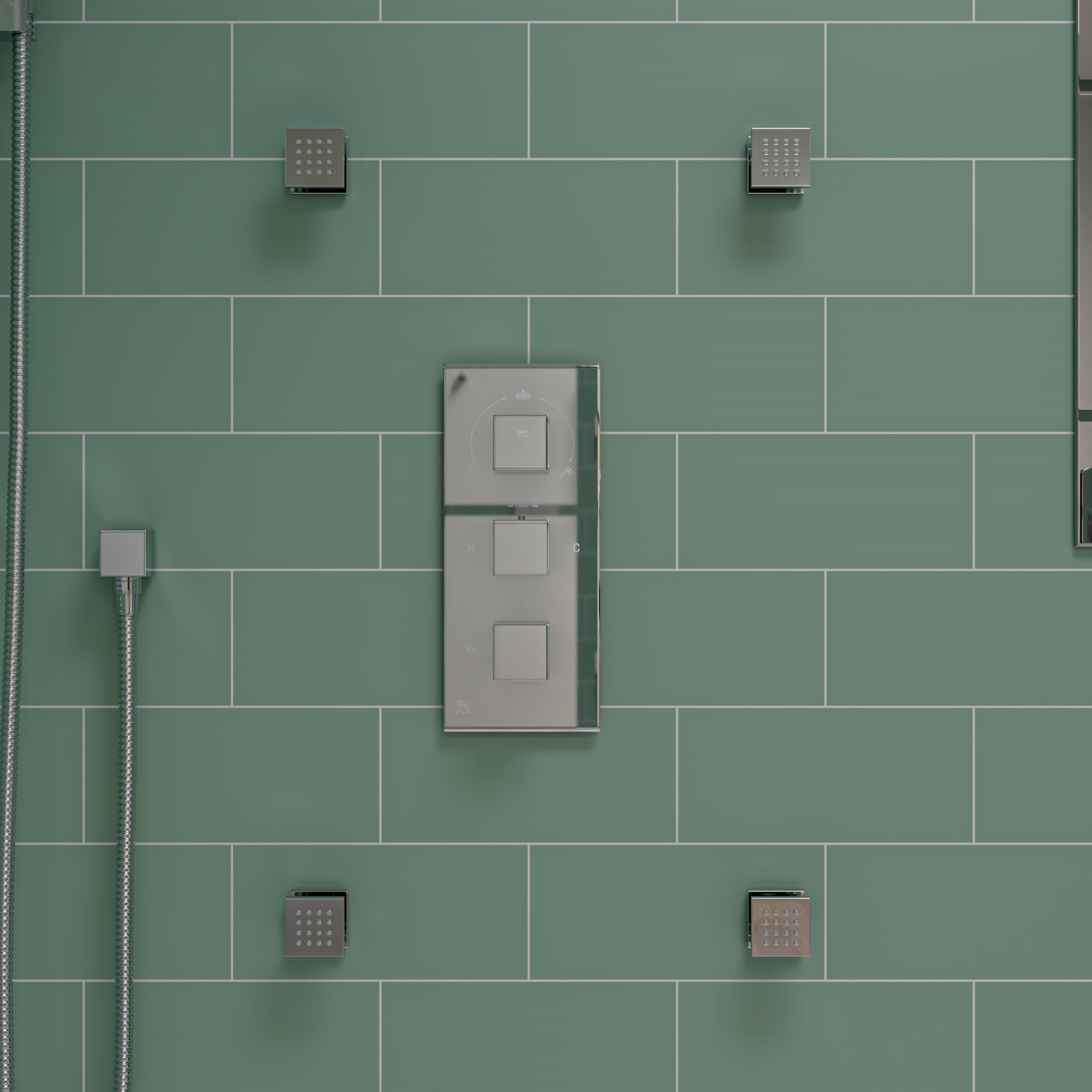 ALFI brand AB3820 2" Square Adjustable Shower Body Spray
