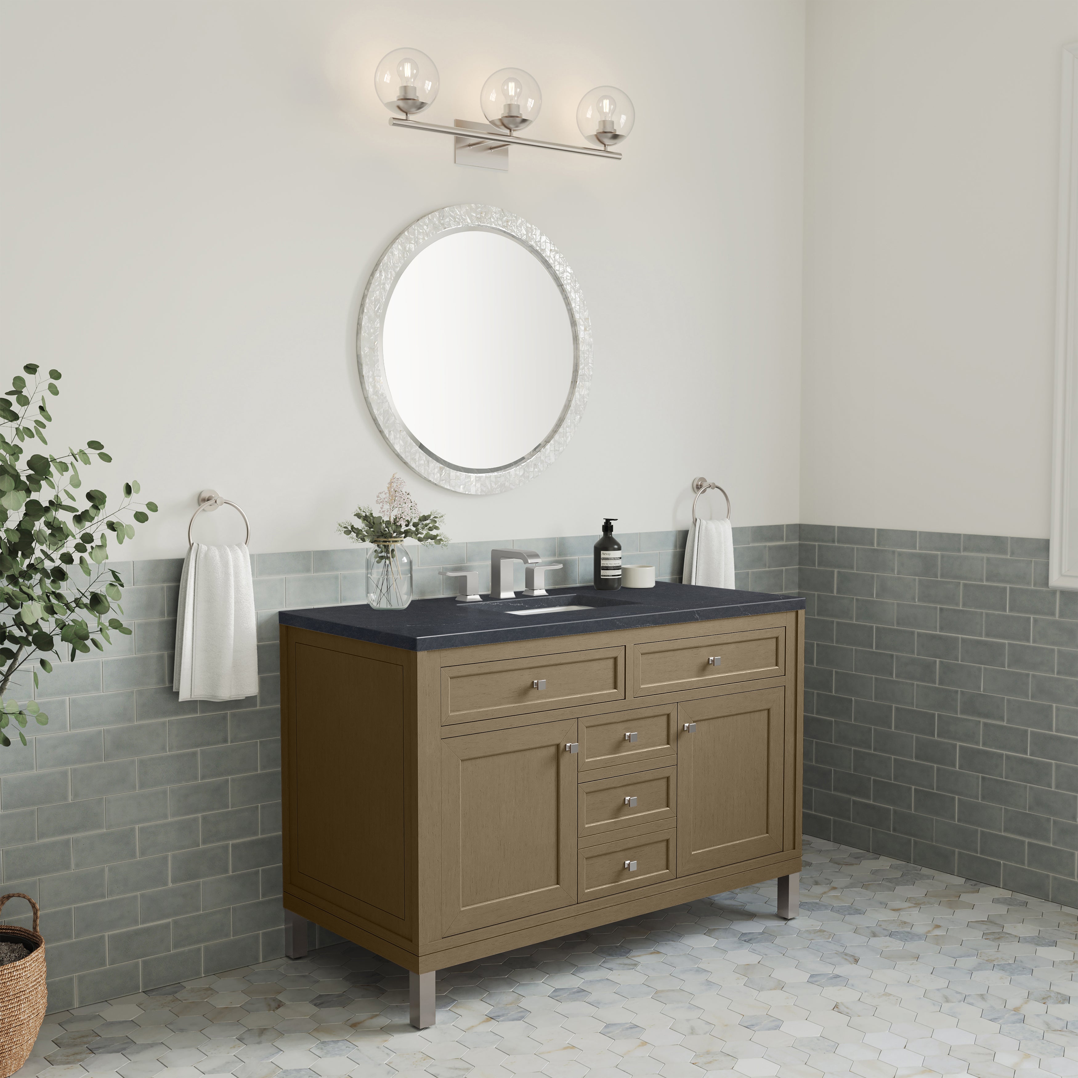 James Martin Chicago 48" Single Vanity in Walnut Whisper with 3cm Countertop