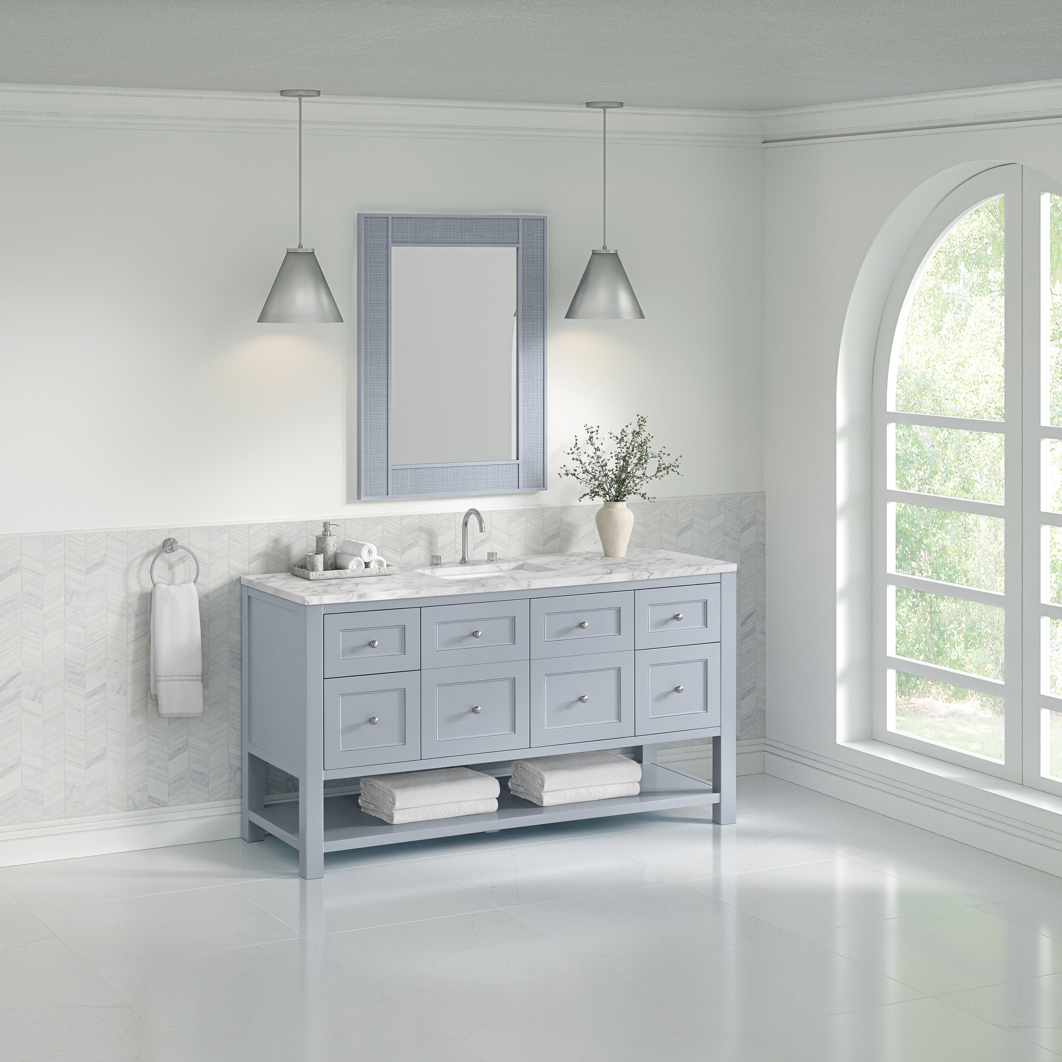 James Martin Breckenridge 60" Single Vanity in Serenity Blue with 3cm Countertop