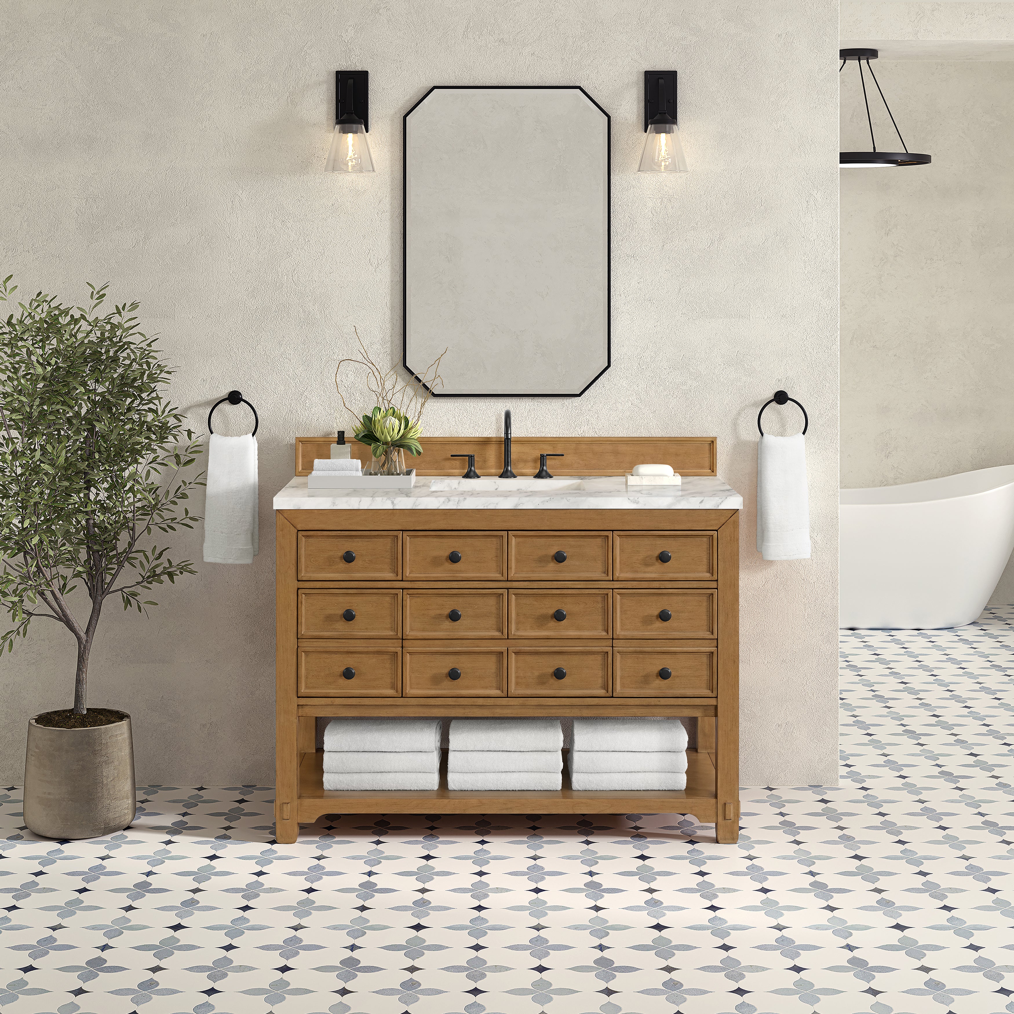 James Martin Malibu 48" Single Vanity in Amber Birch with 3cm Countertop