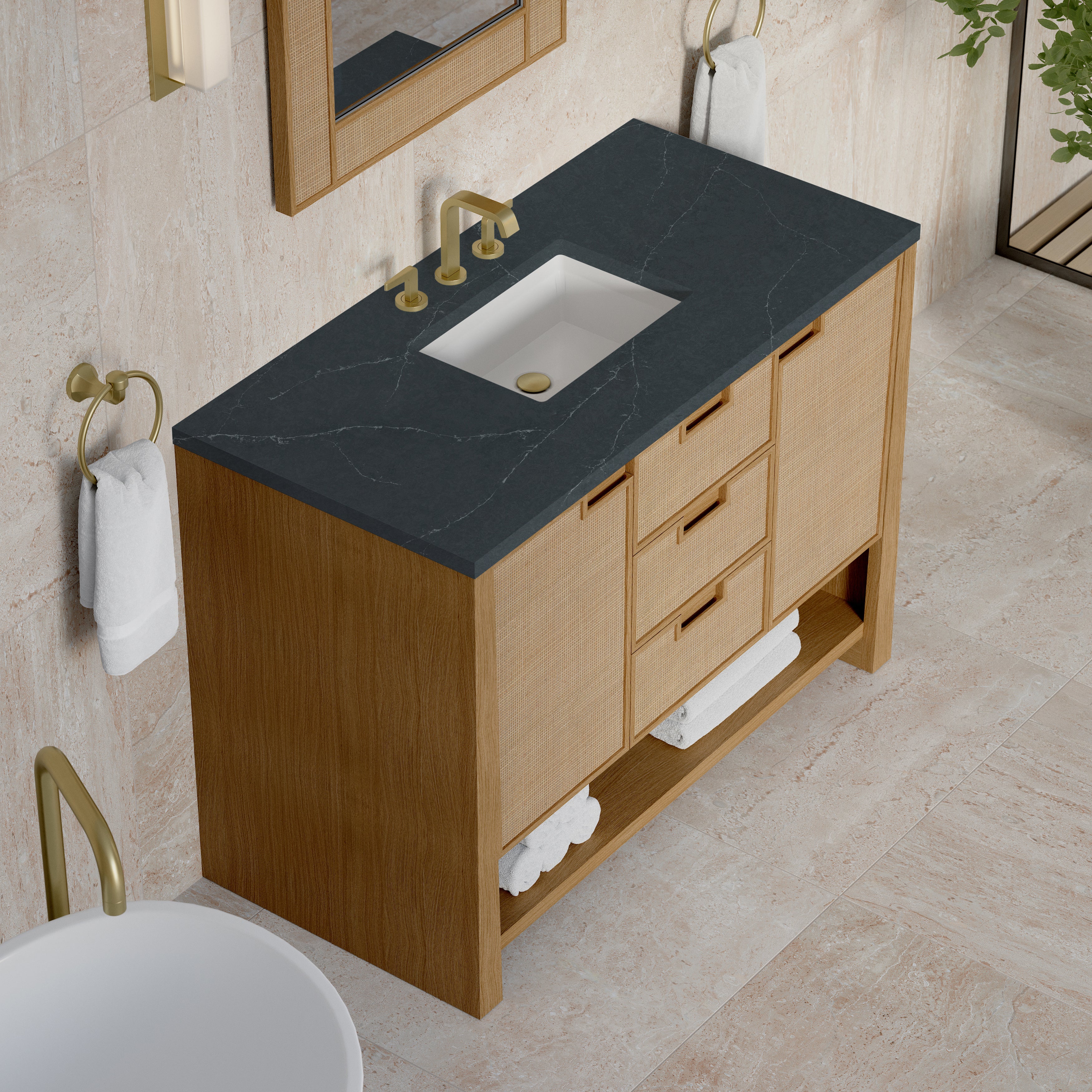 James Martin Solene 48" Single Vanity in Seaside Oak with 3cm Countertop