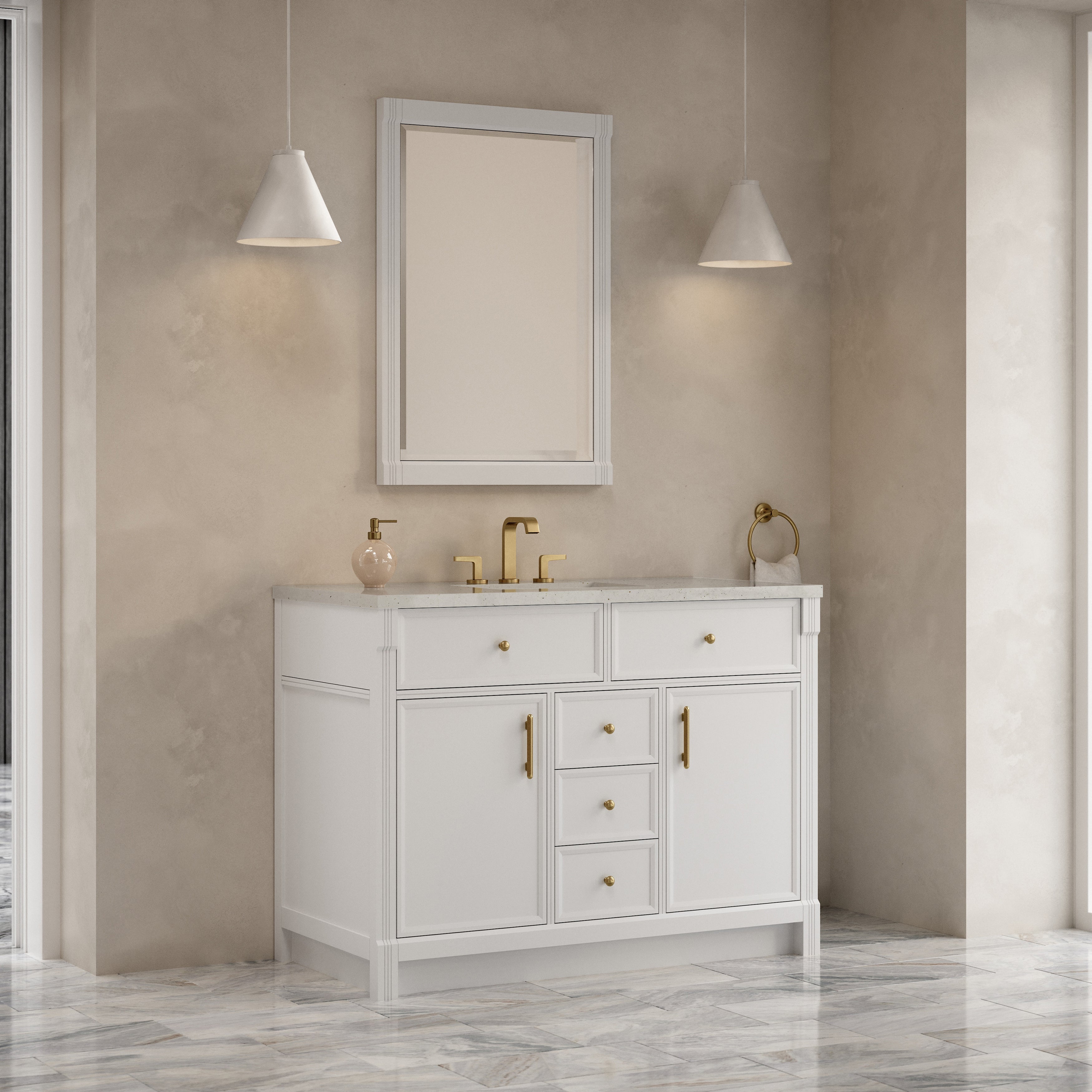 James Martin Bellshire 48" Single Vanity in Bright White with 3cm Countertop