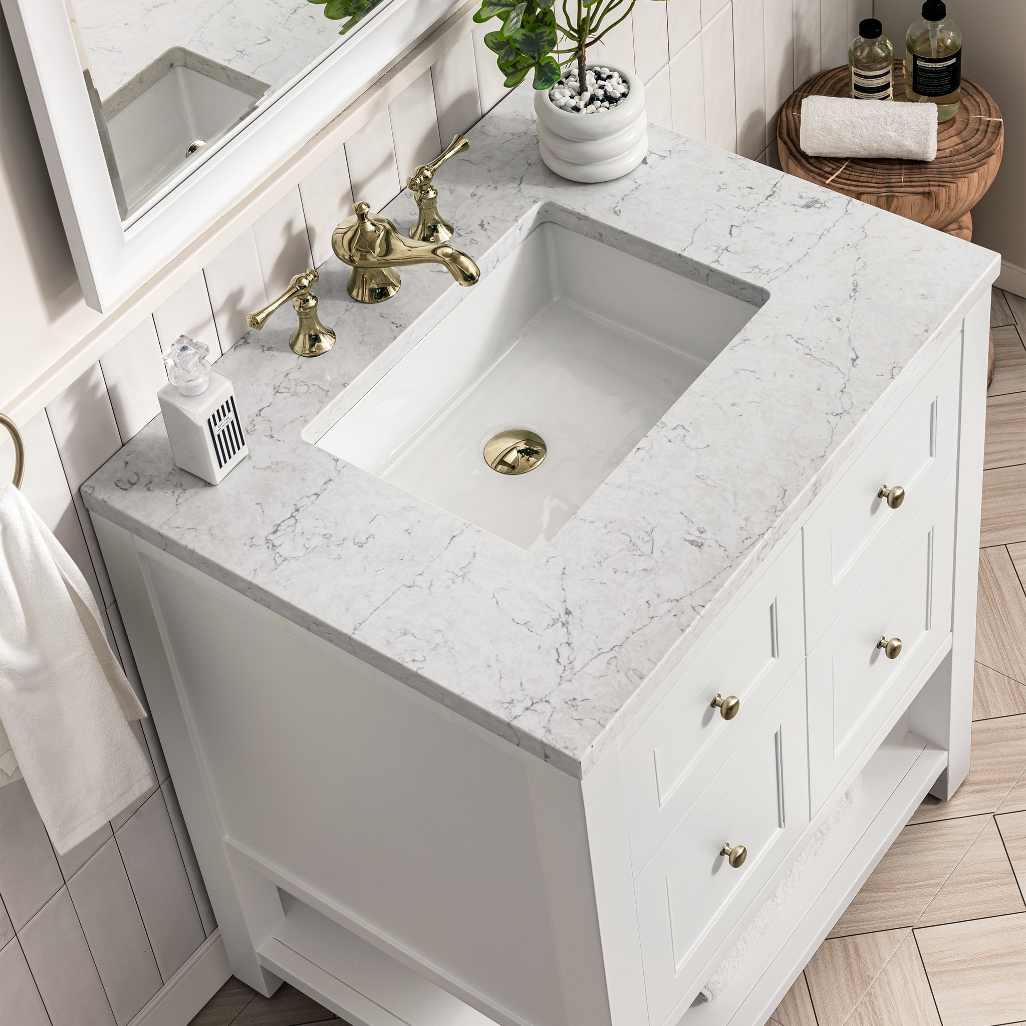 James Martin Breckenridge 30" Single Vanity in Bright White with 3cm Countertop