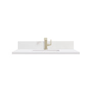 James Martin 36" Rectangular Single Hole, 3cm White Zeus Silestone Sink with Backsplash