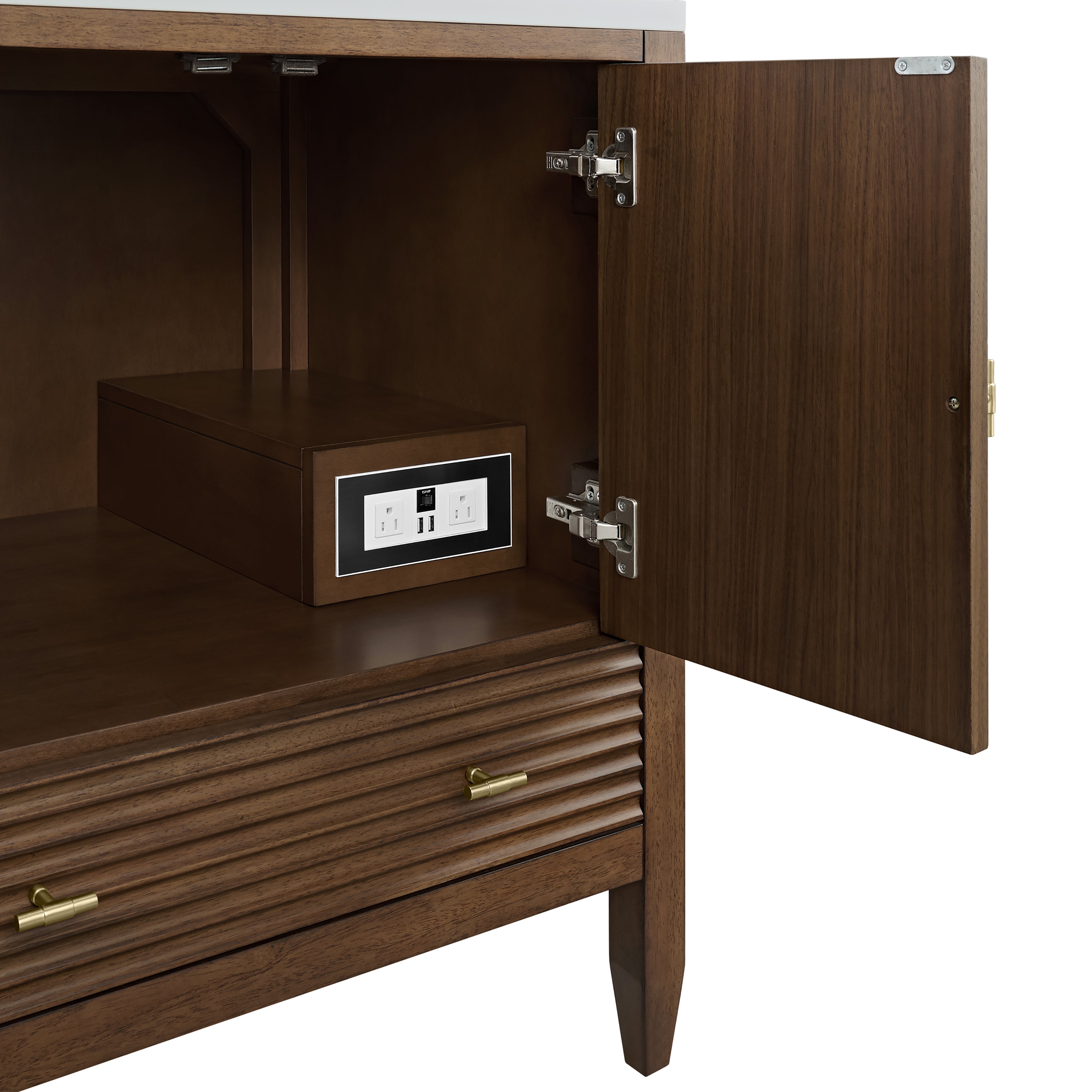 James Martin Myrrin 30" Single Vanity in Mid-Century Walnut with 3cm Countertop