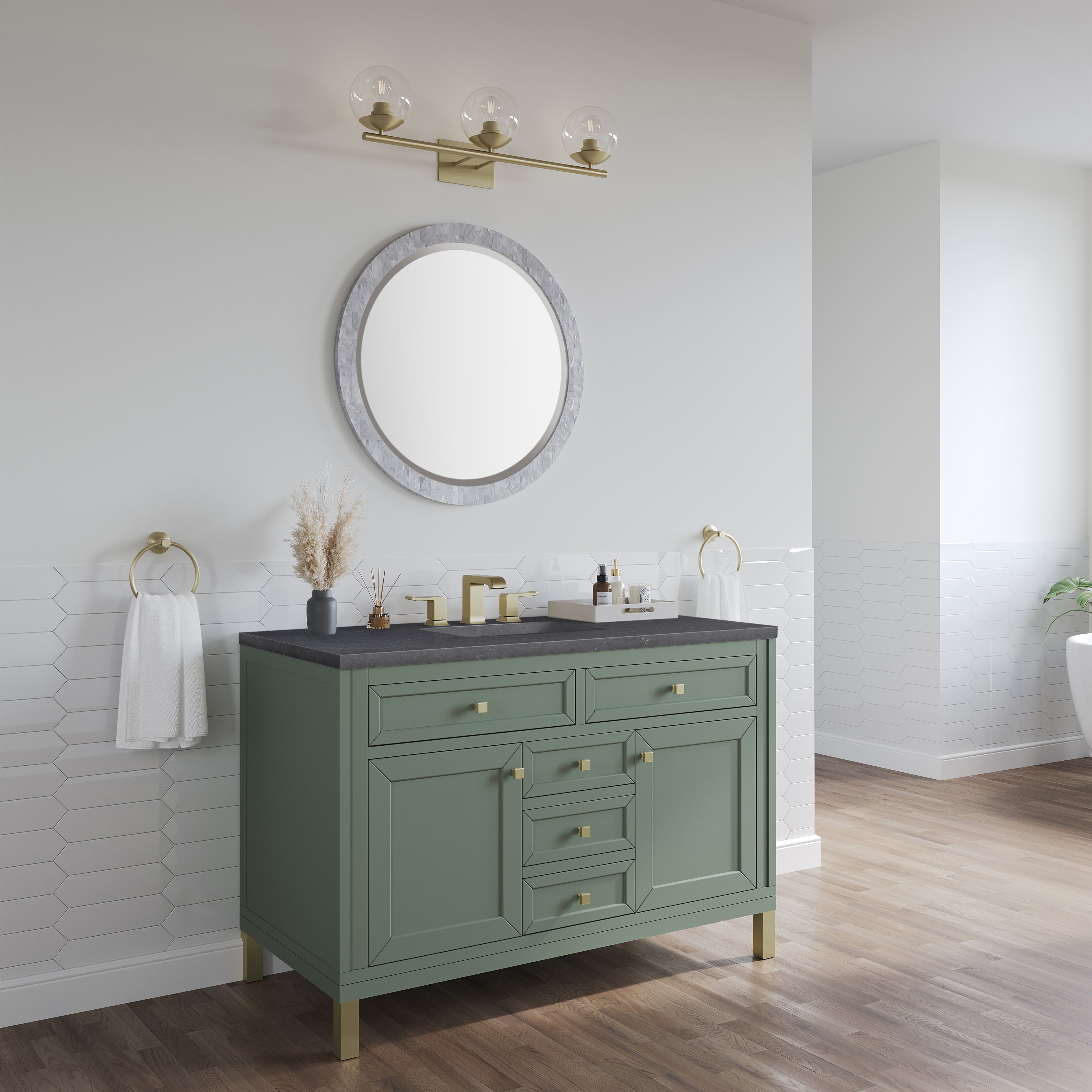James Martin Chicago 48" Single Vanity in Smokey Celadon with 3cm Countertop