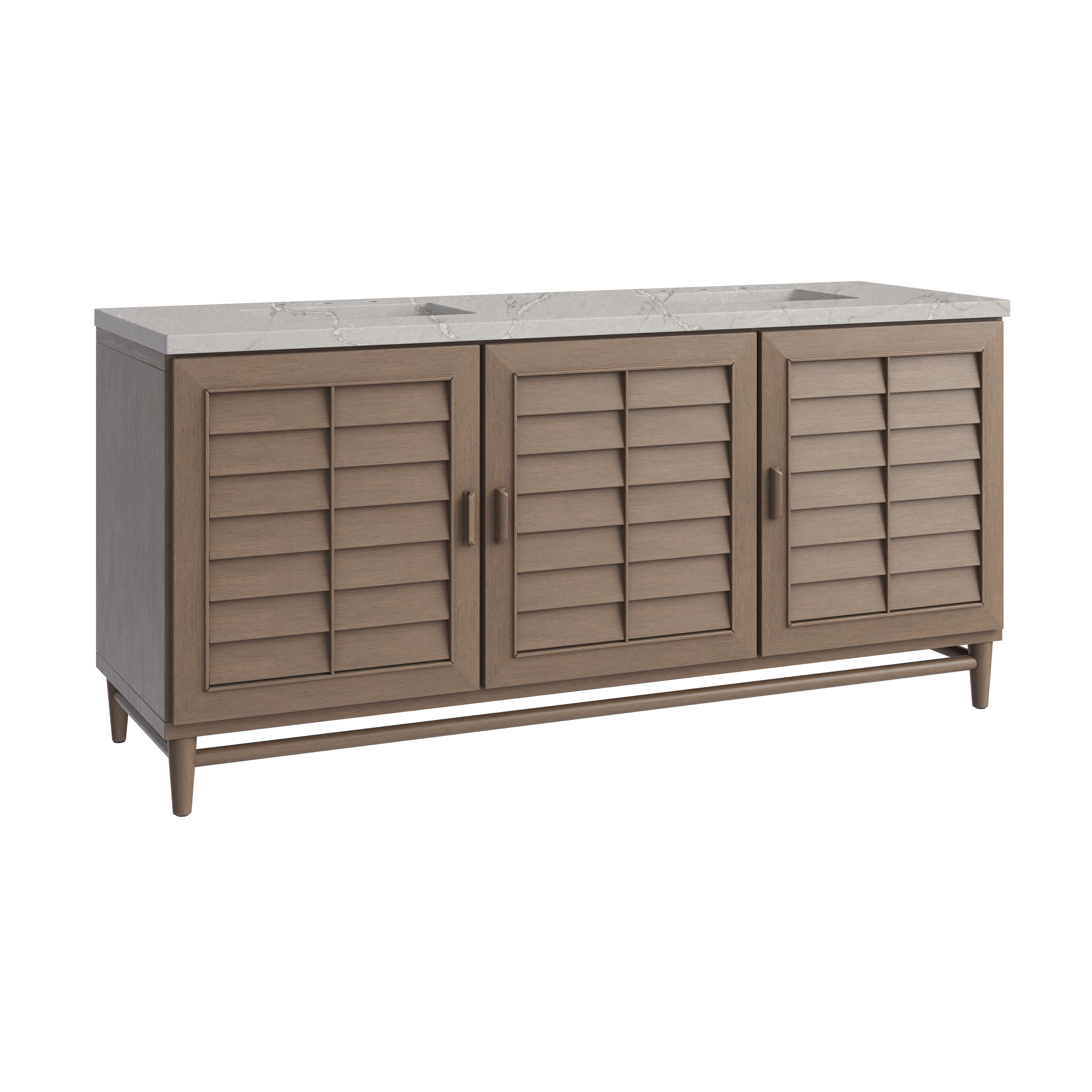 James Martin Portland 72" Double Vanity in Whitewashed Walnut with 3cm Countertop