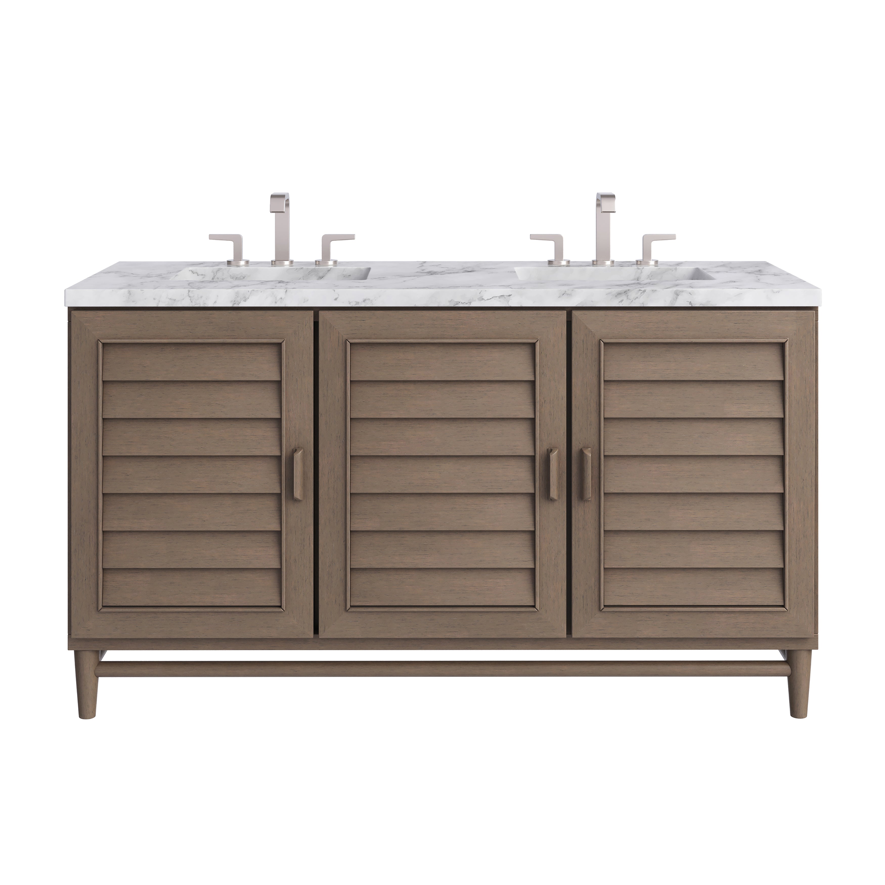James Martin Portland 60" Double Vanity in Whitewashed Walnut with 3cm Countertop